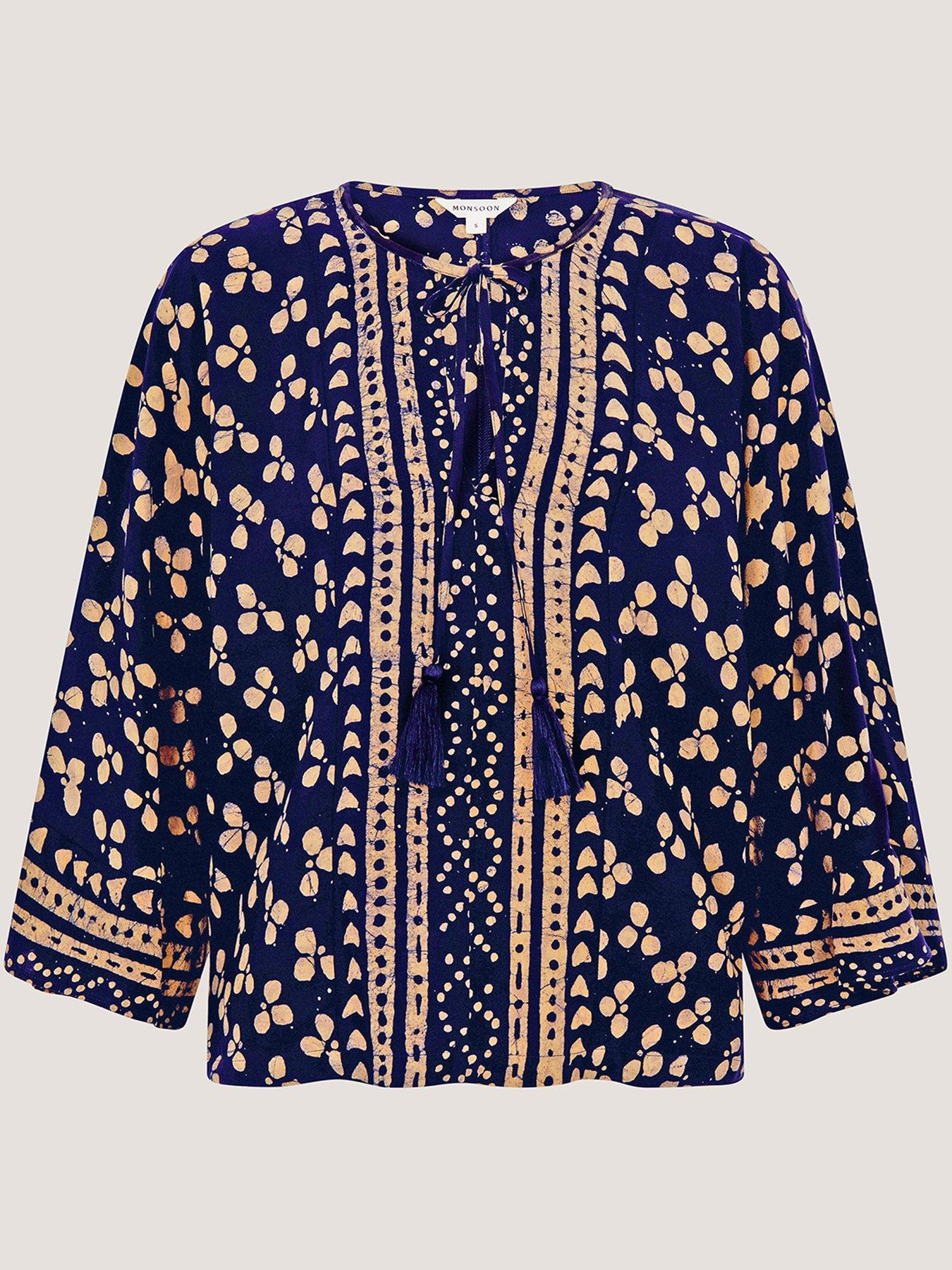 Image 5 of 5 of Monsoon Clover Print Top - Blue