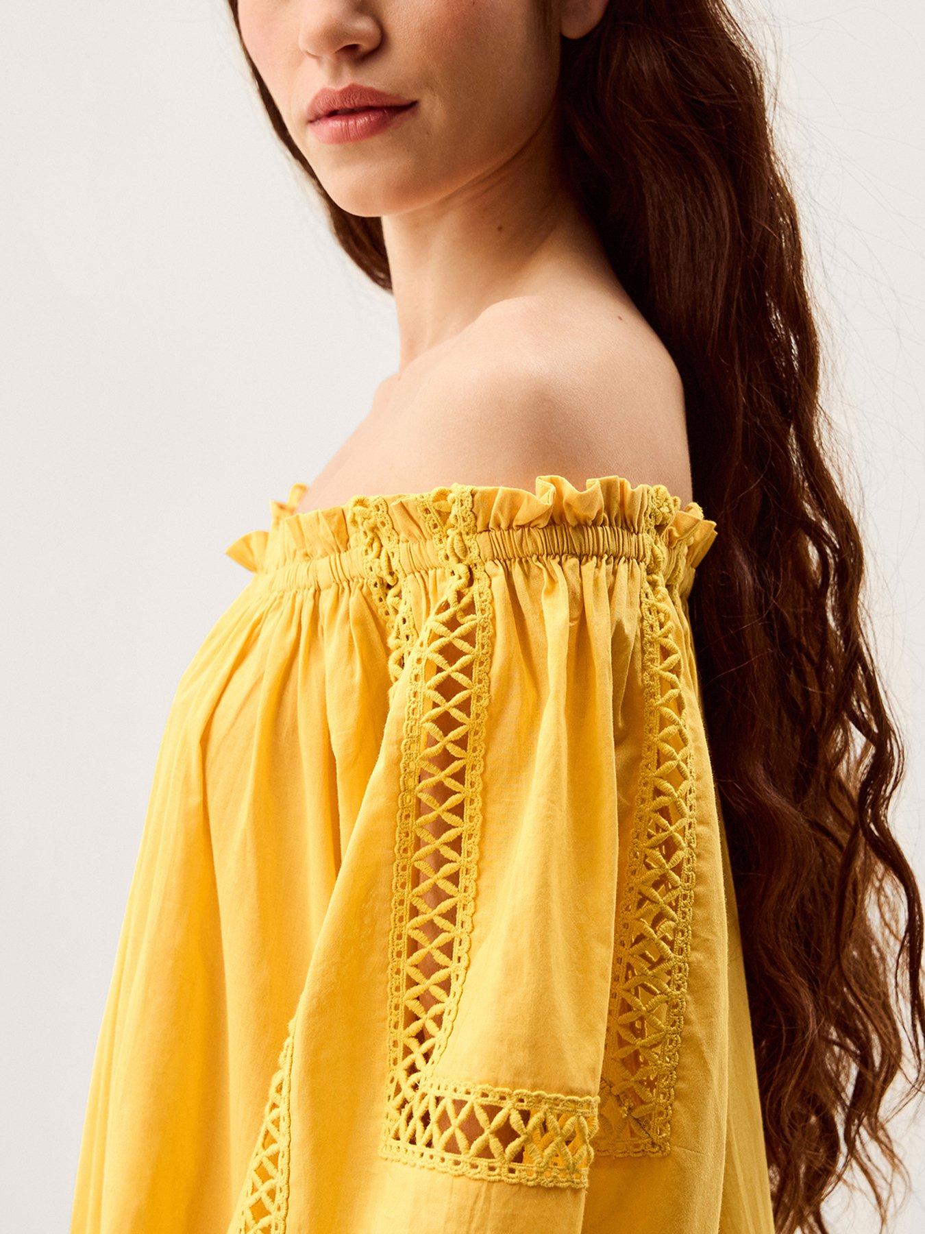 chinese dress ladies Ivonne Lace Trim V-Neck Maxi Dress Yellow– Selfie Leslie