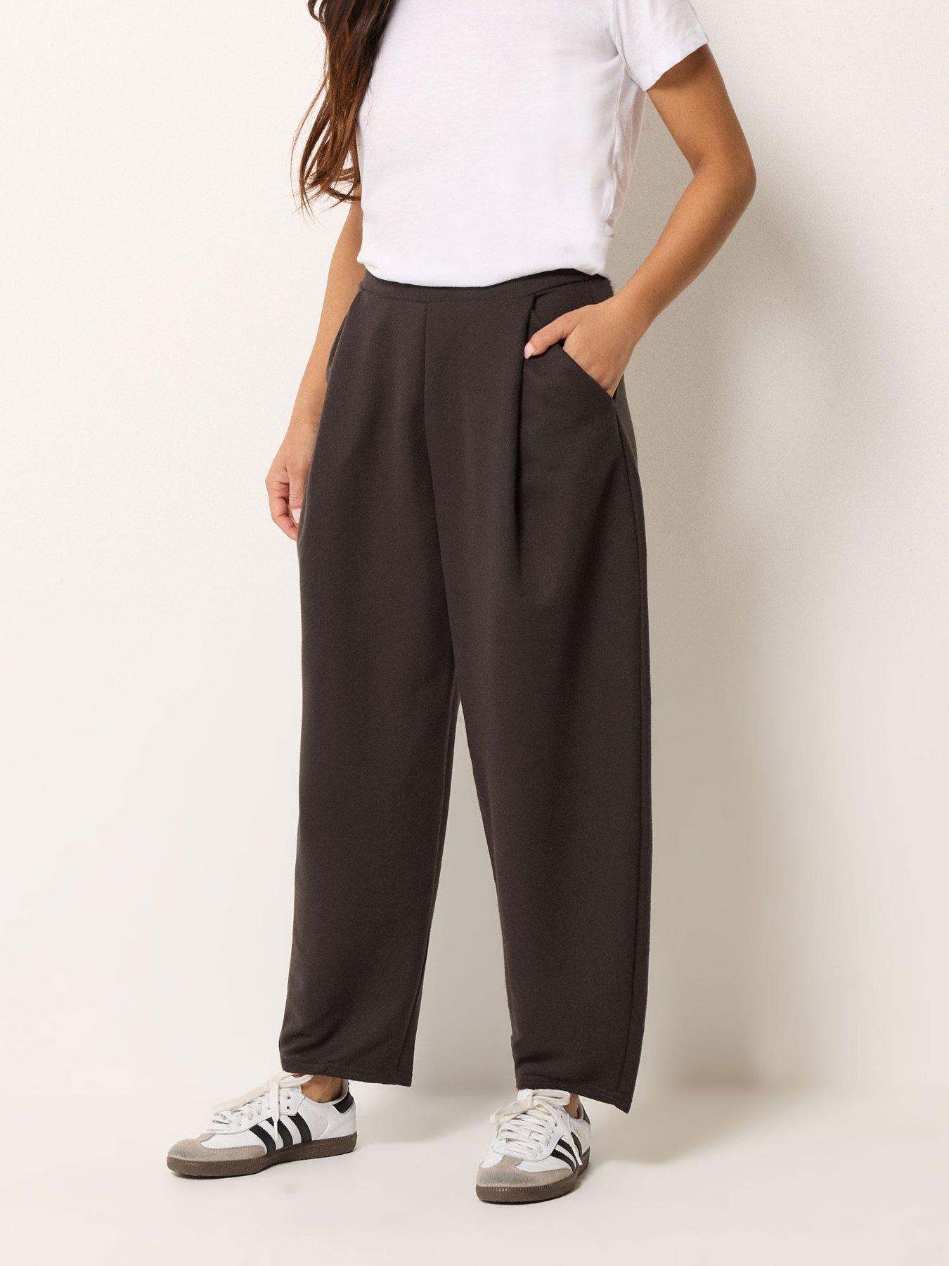 PixieGirl Petite Textured Jersey Barrel Trousers