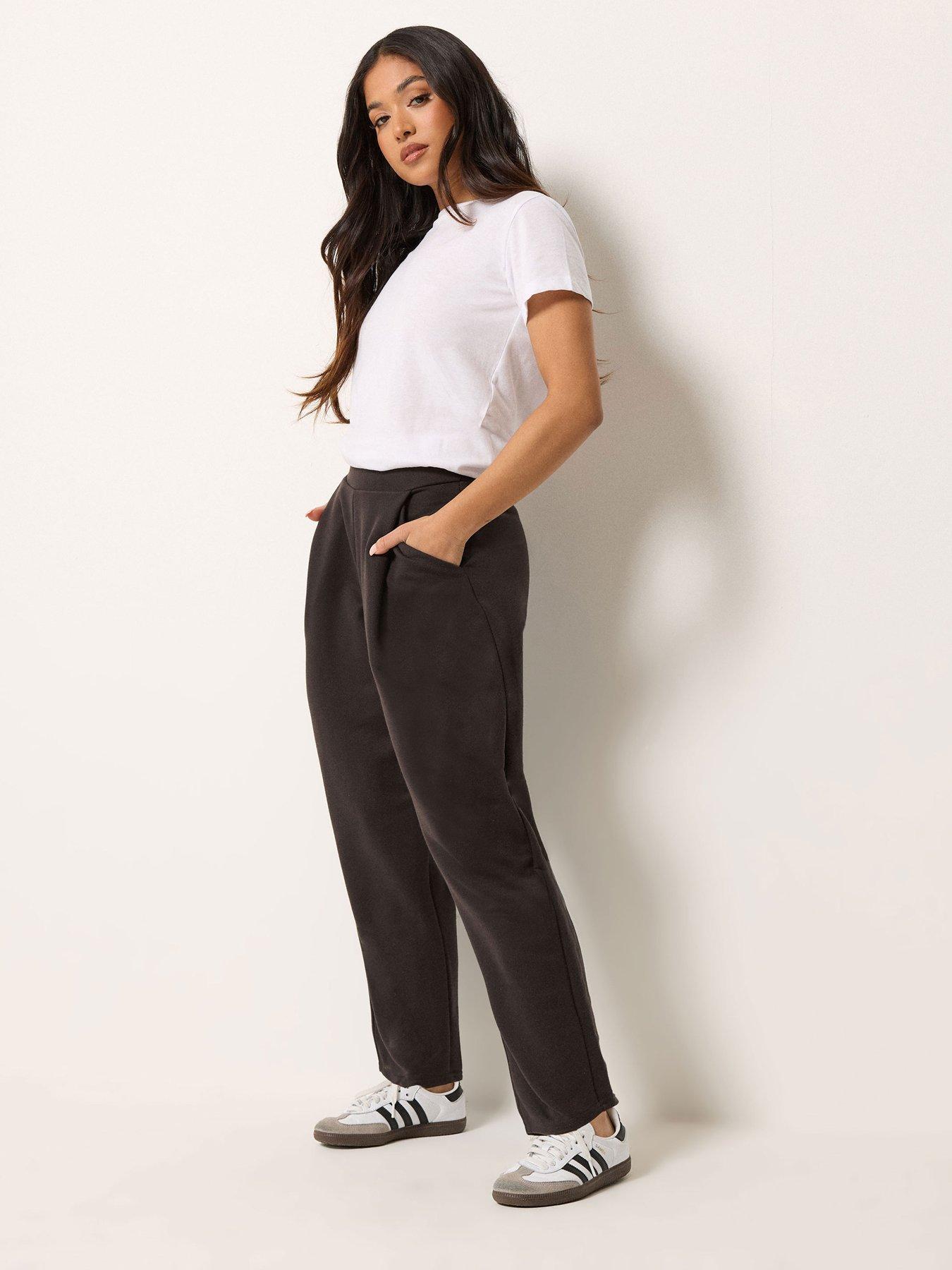 Image 3 of 5 of PixieGirl Petite Textured Jersey Barrel Trousers