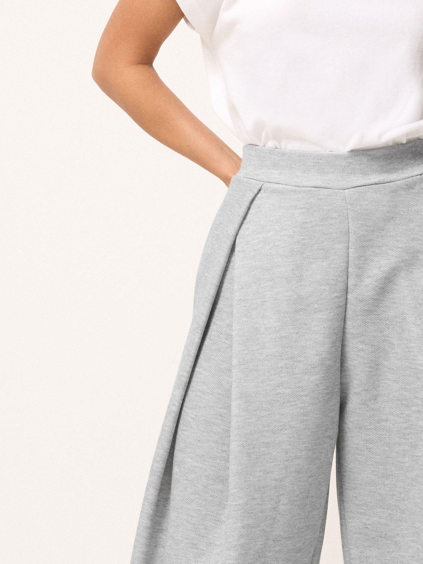 Image 4 of 5 of PixieGirl Petite Pleat Wrap Wide Leg Trousers - Grey