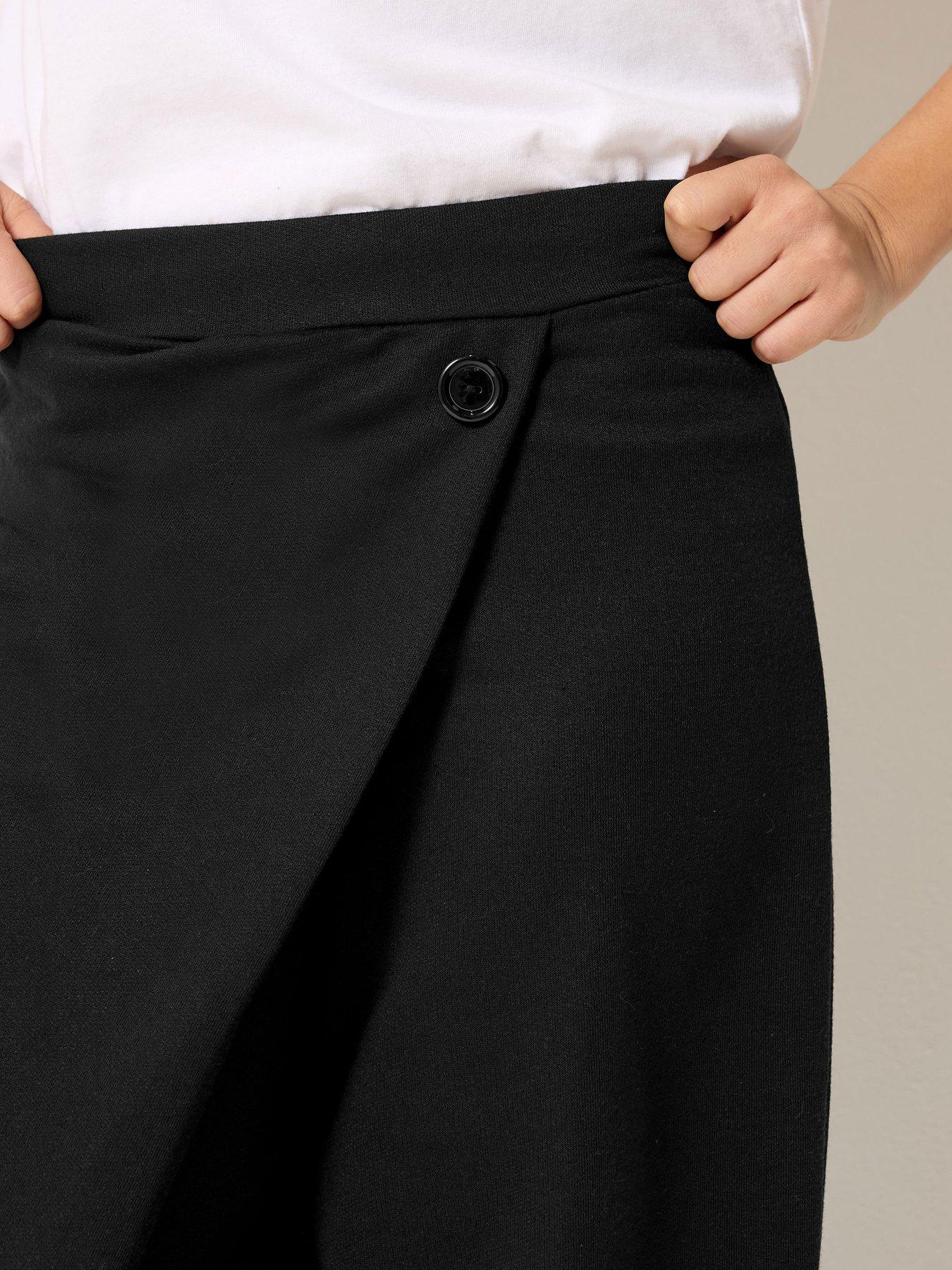 Image 5 of 5 of PixieGirl Petite Jersey Wrap Button Trouser - Black