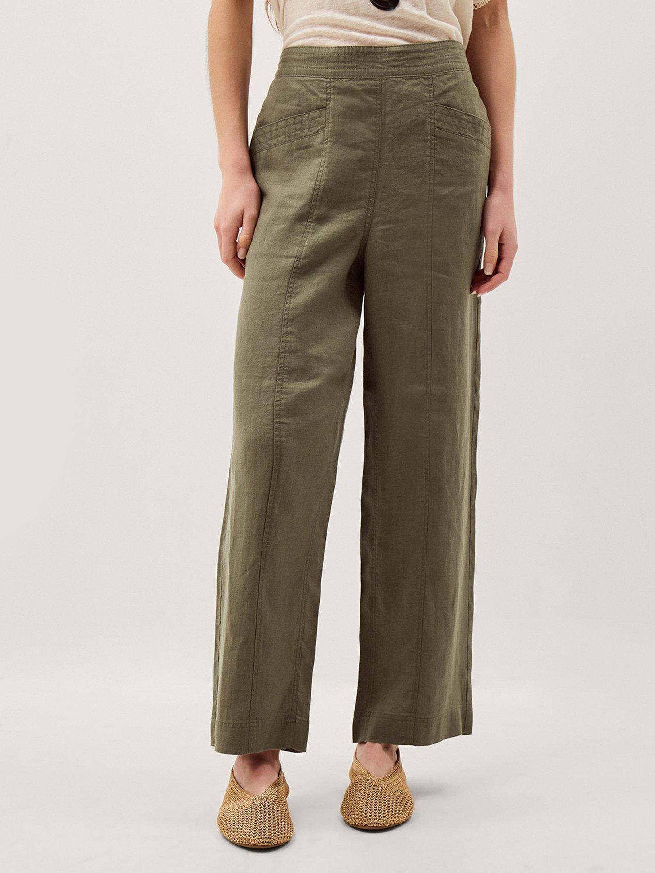 Monsoon Lucy Linen Trouser Short - Green