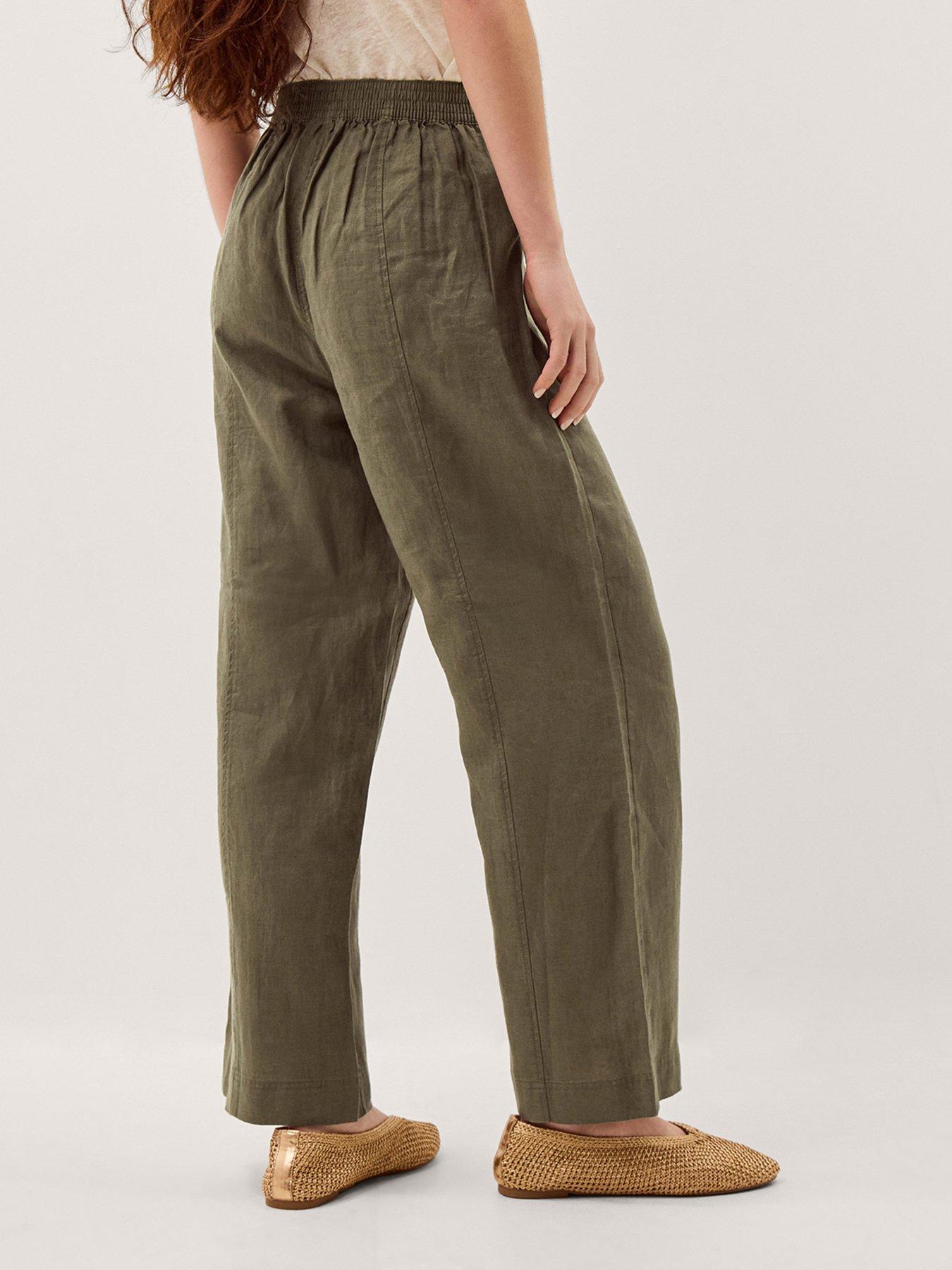 Image 2 of 4 of Monsoon Lucy Linen Trouser Short - Green