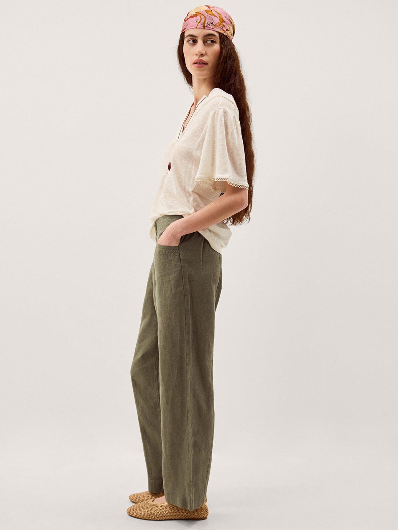Image 3 of 4 of Monsoon Lucy Linen Trouser Short - Green