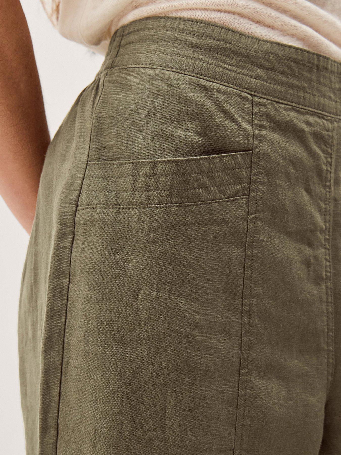 Image 4 of 4 of Monsoon Lucy Linen Trouser Short - Green