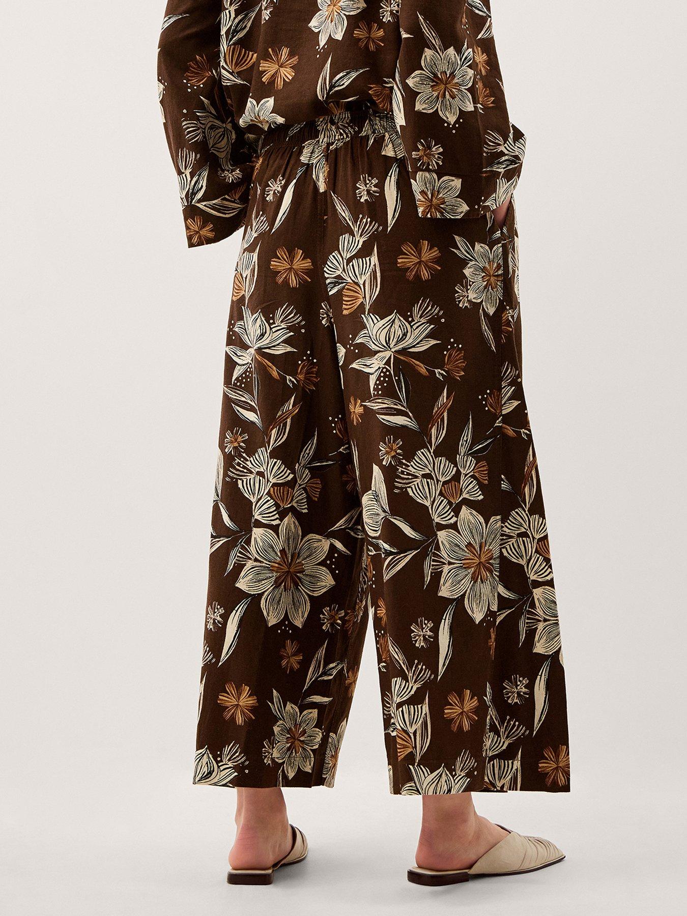 Image 2 of 6 of Monsoon Esther Linen Trouser - Brown