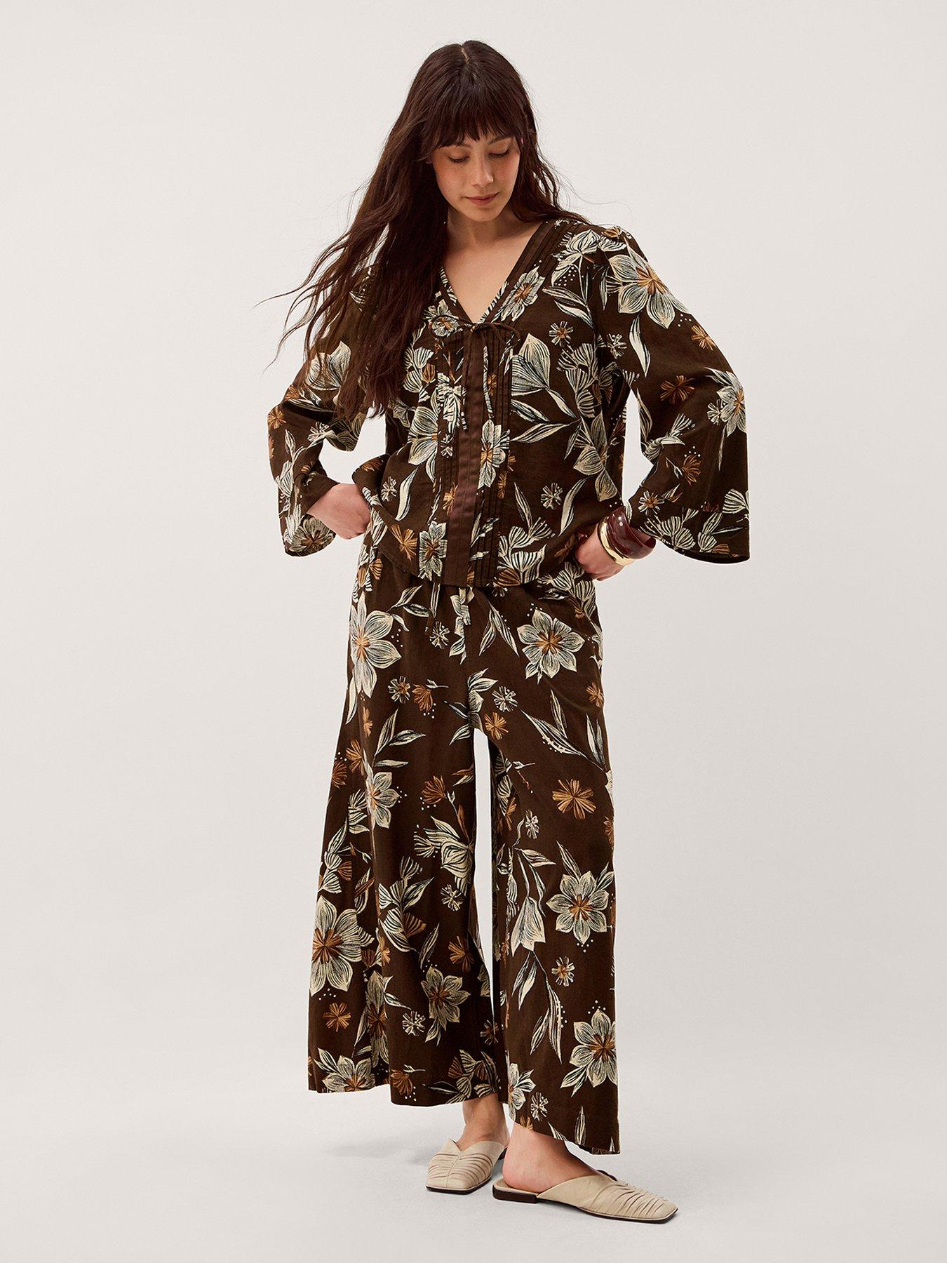 Image 3 of 6 of Monsoon Esther Linen Trouser - Brown