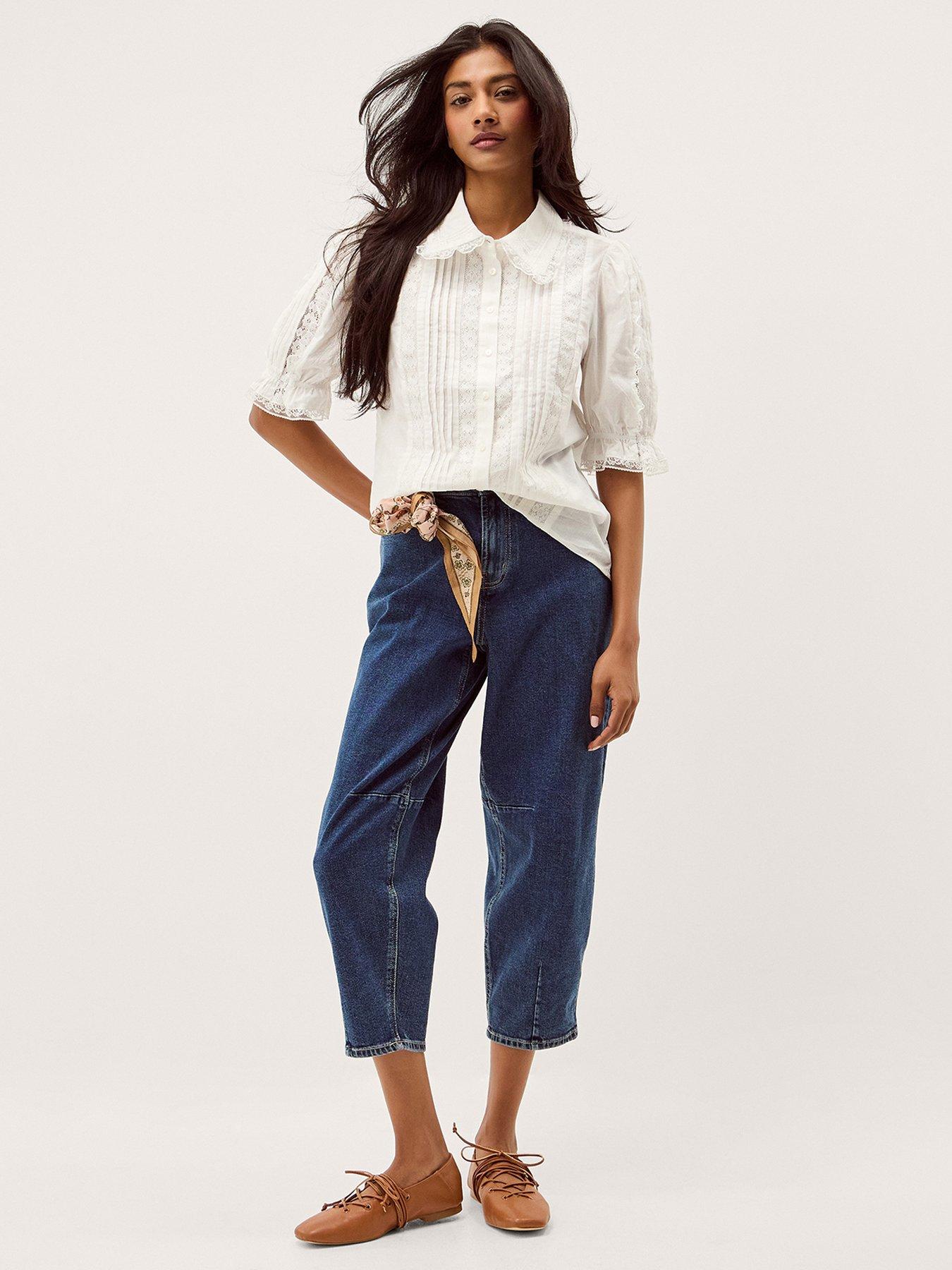 Image 3 of 5 of Monsoon Annette Lace Shirt - White