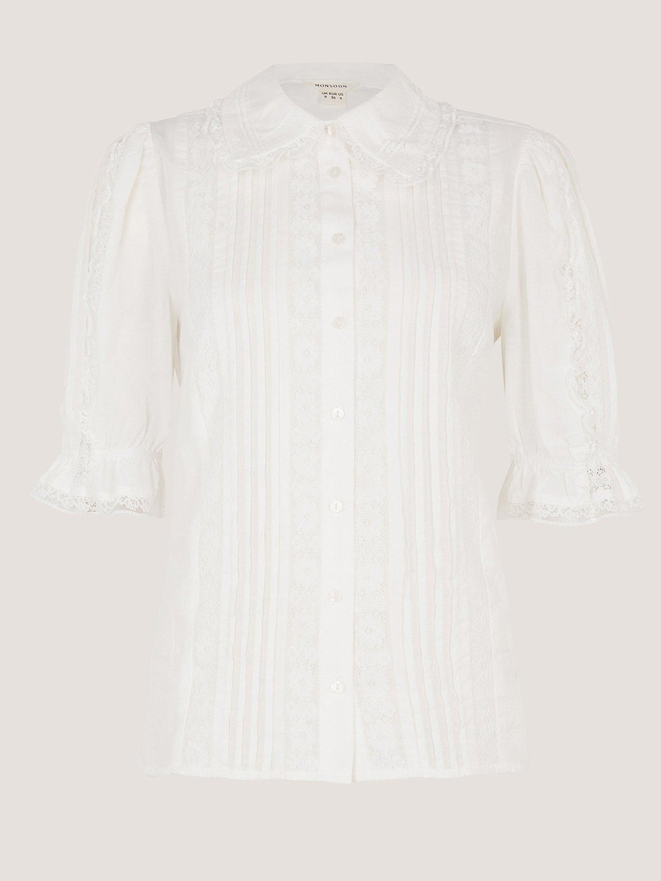 Image 5 of 5 of Monsoon Annette Lace Shirt - White