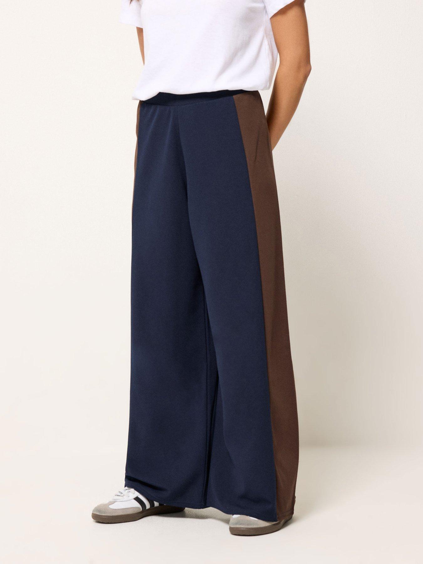 PixieGirl Petite Side Panel Wide Leg Trousers - Brown