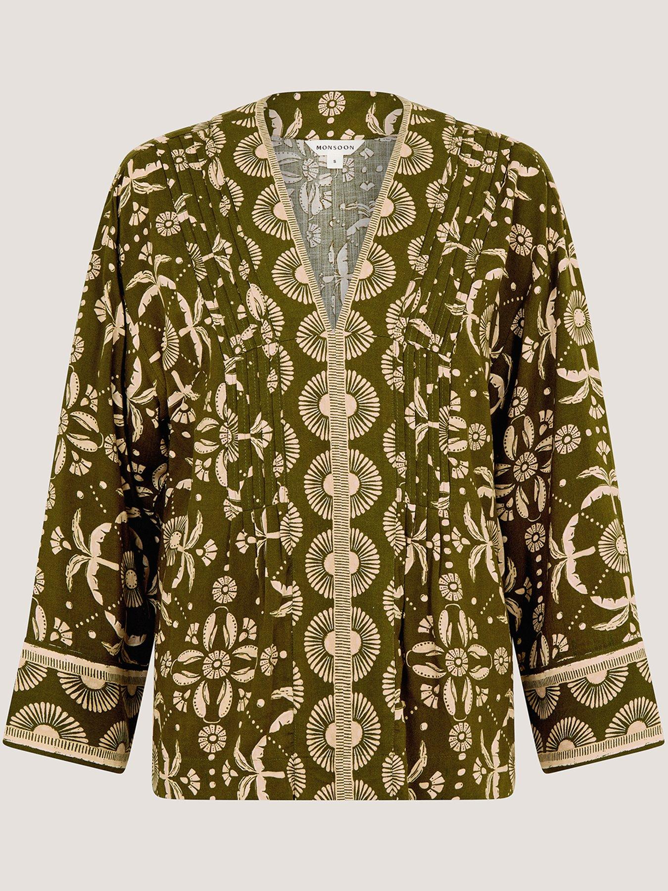 Image 5 of 5 of Monsoon Thalia V-Neck Floral Print Top - Green