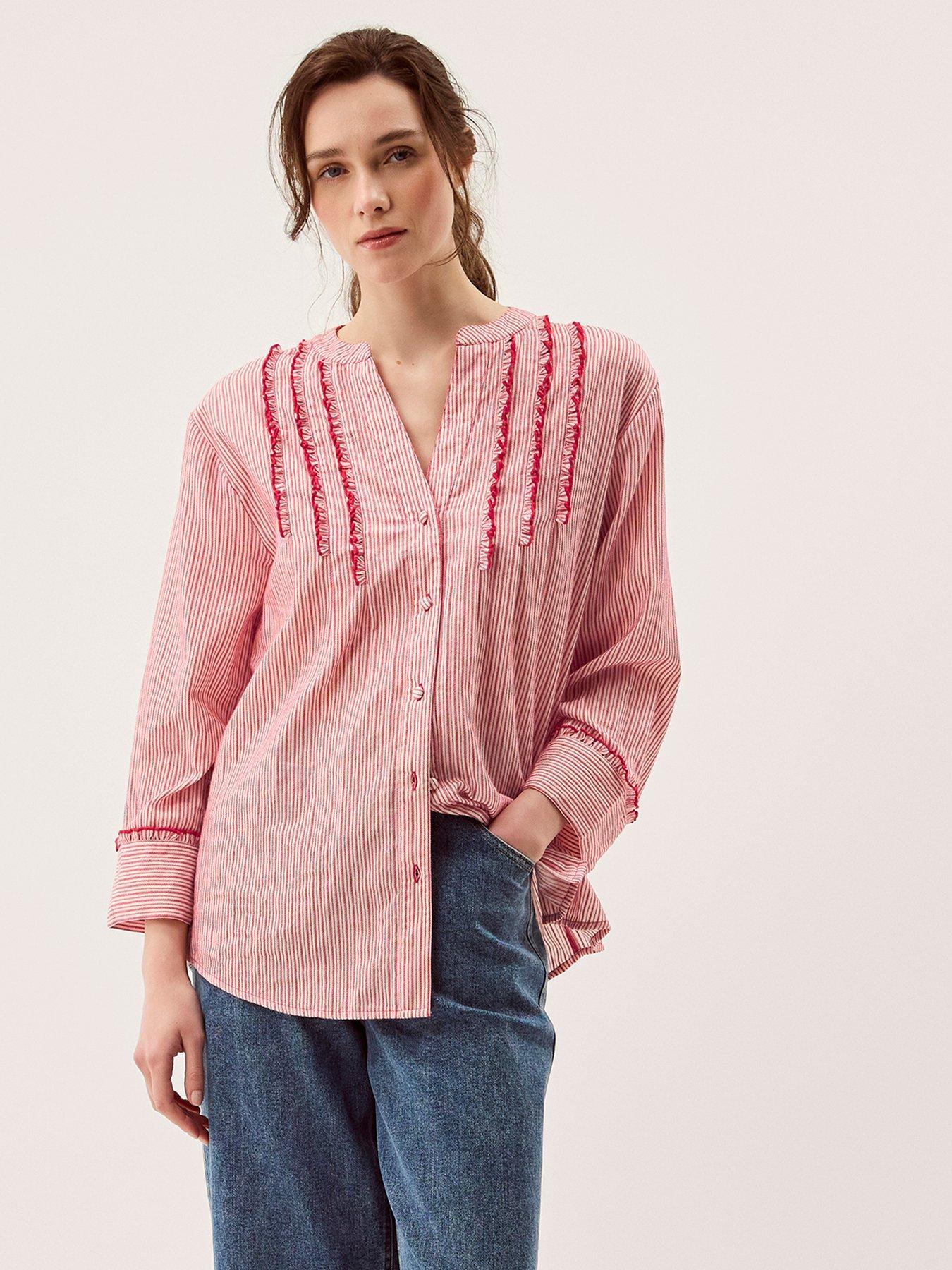 Image 1 of 5 of Monsoon Ceres Ruffle Shirt - Red