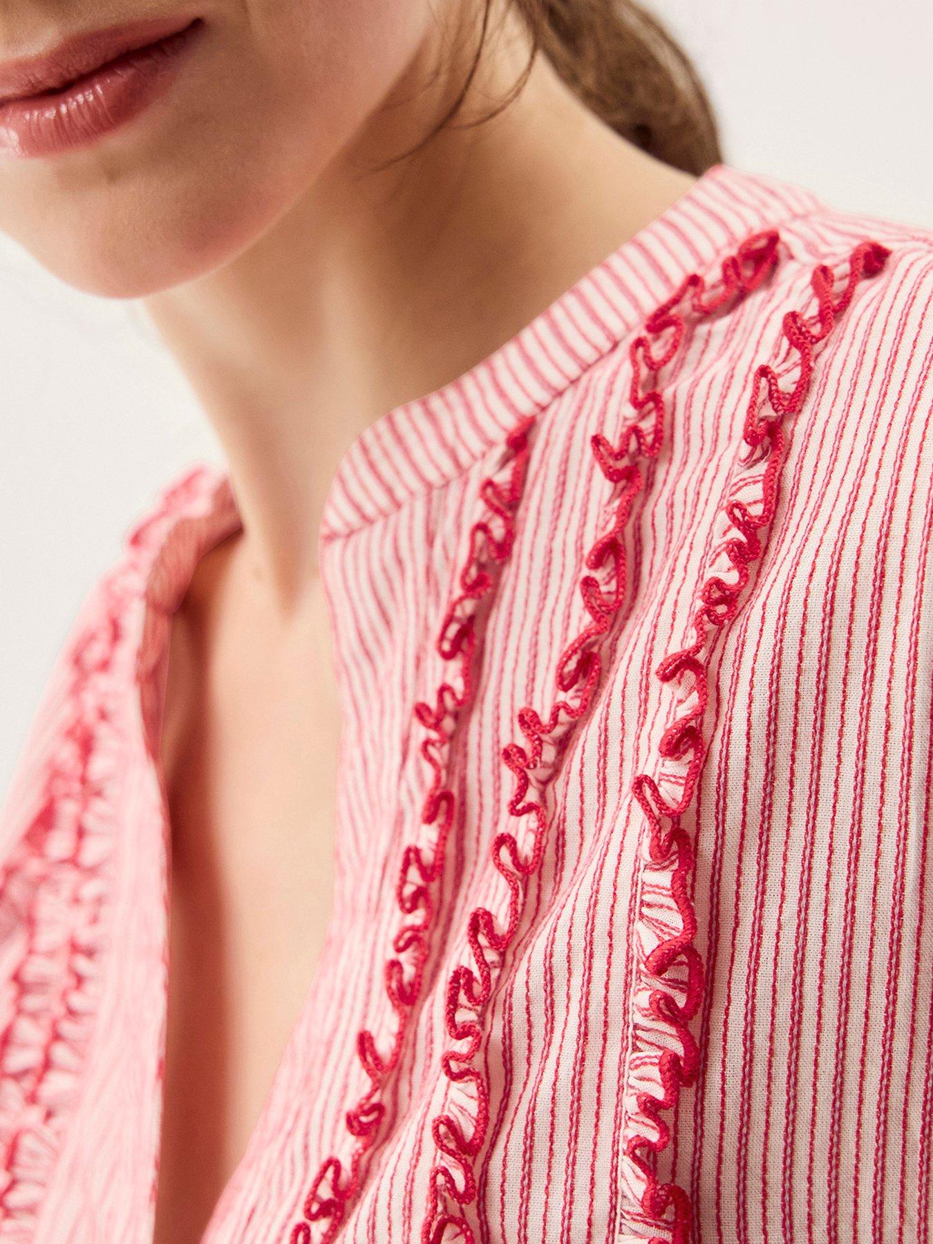 Image 4 of 5 of Monsoon Ceres Ruffle Shirt - Red