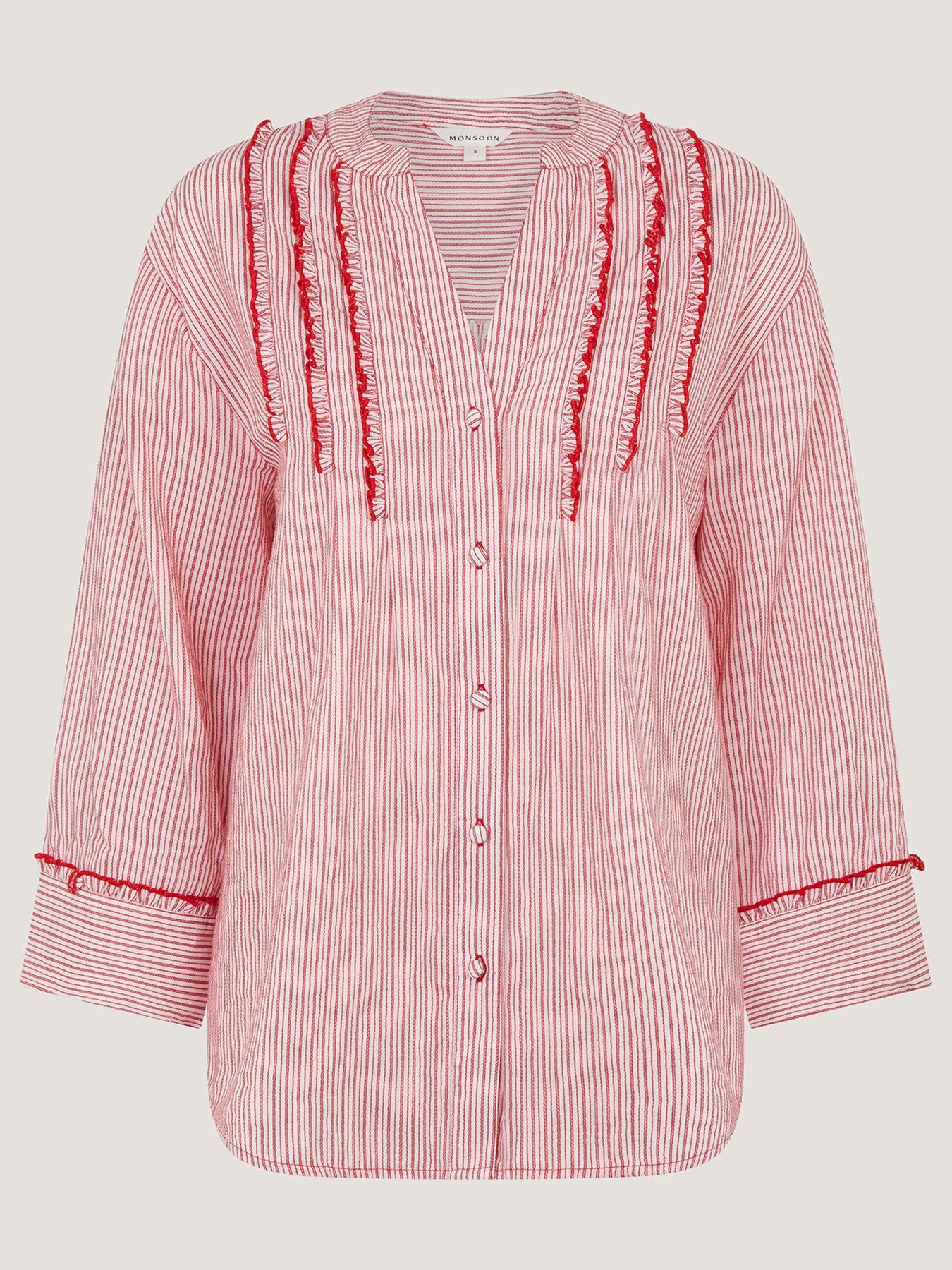 Image 5 of 5 of Monsoon Ceres Ruffle Shirt - Red