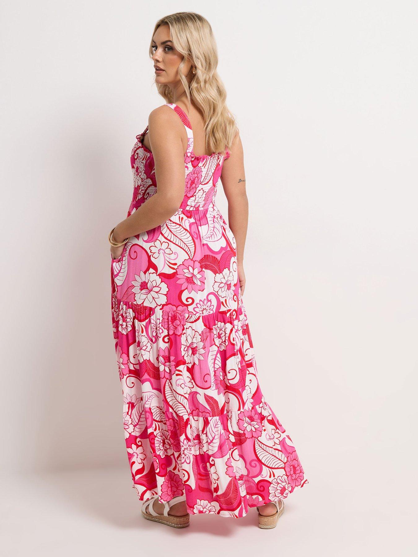 Image 2 of 5 of Yours Curve Shirred Strappy Maxi Dress