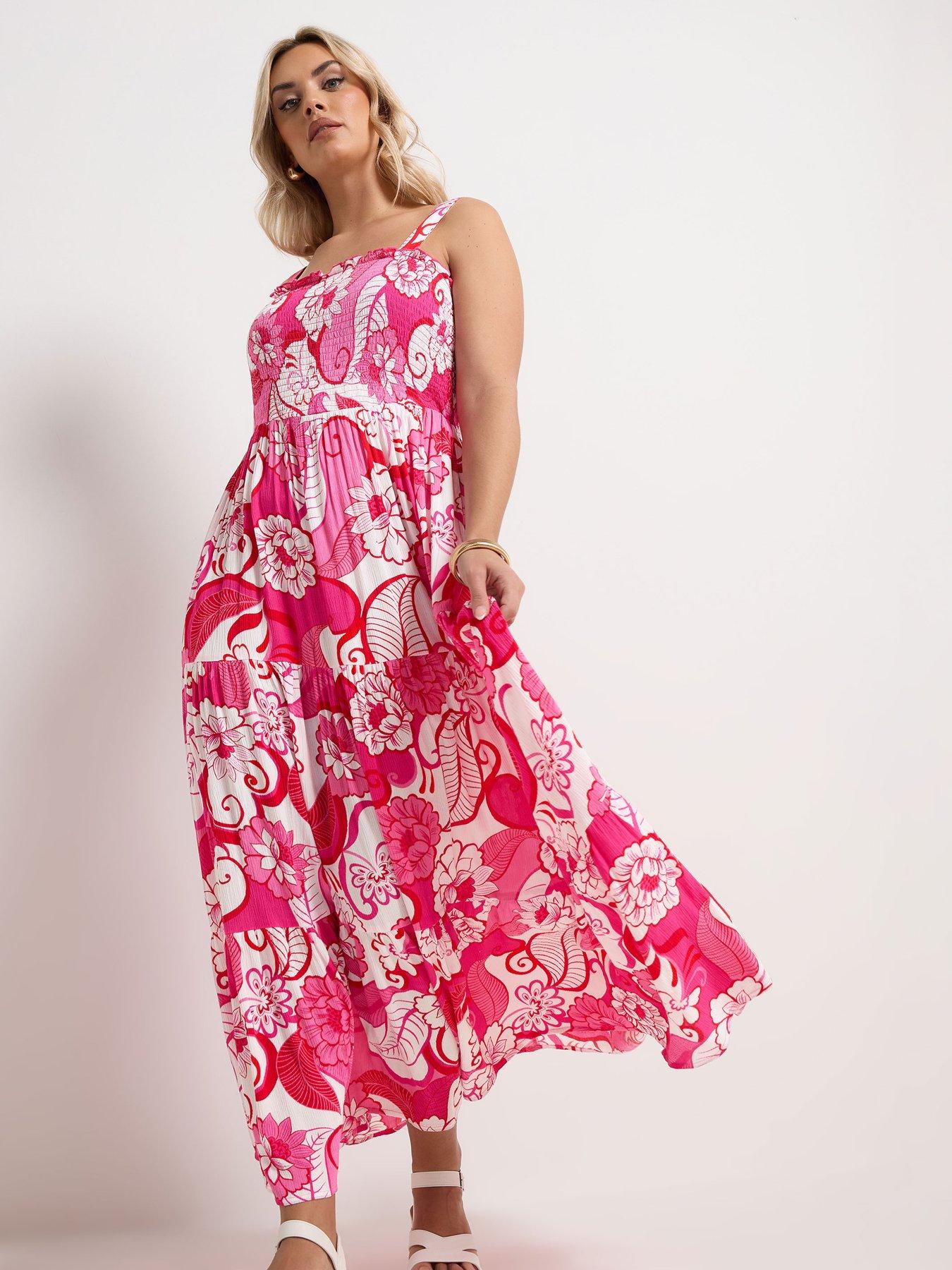 Image 3 of 5 of Yours Curve Shirred Strappy Maxi Dress