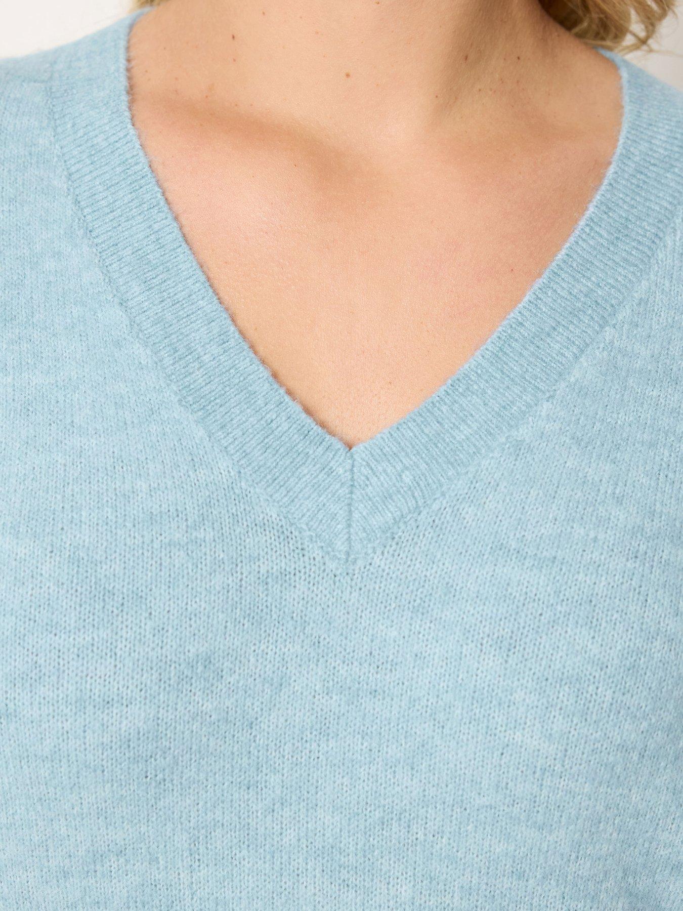 Image 4 of 4 of Yours Curve V-Neck Soft Touch Jumper - Blue