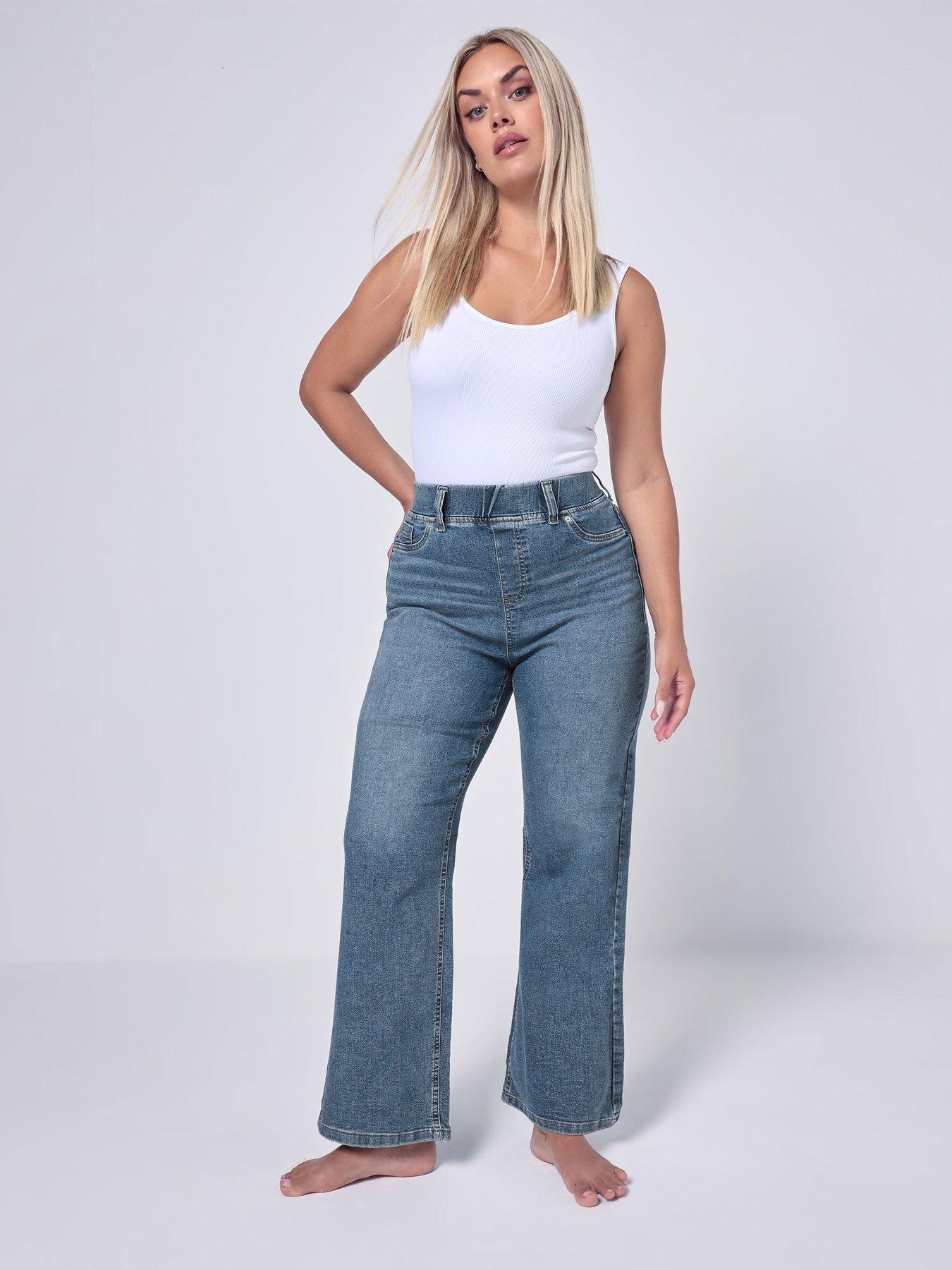 Yours Curve Wide Leg Jegging 28" - Blue