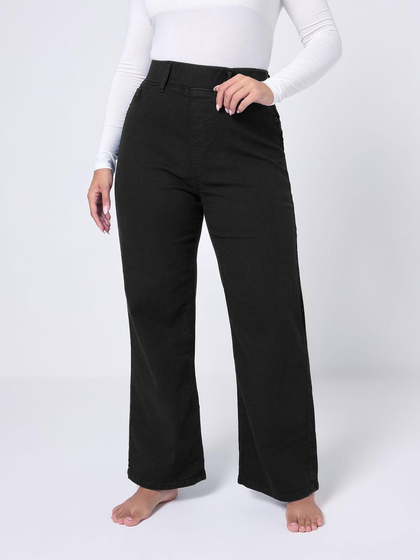 Yours Curve Wide Leg Jegging 28" - Black
