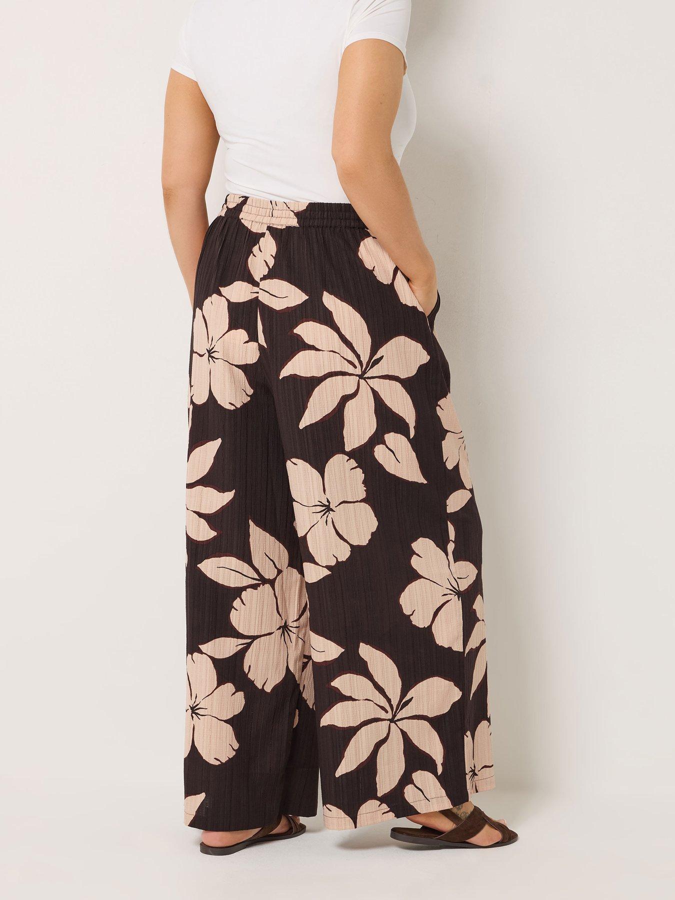 Image 2 of 5 of Yours Curve Floral Print Wide Leg Trouser