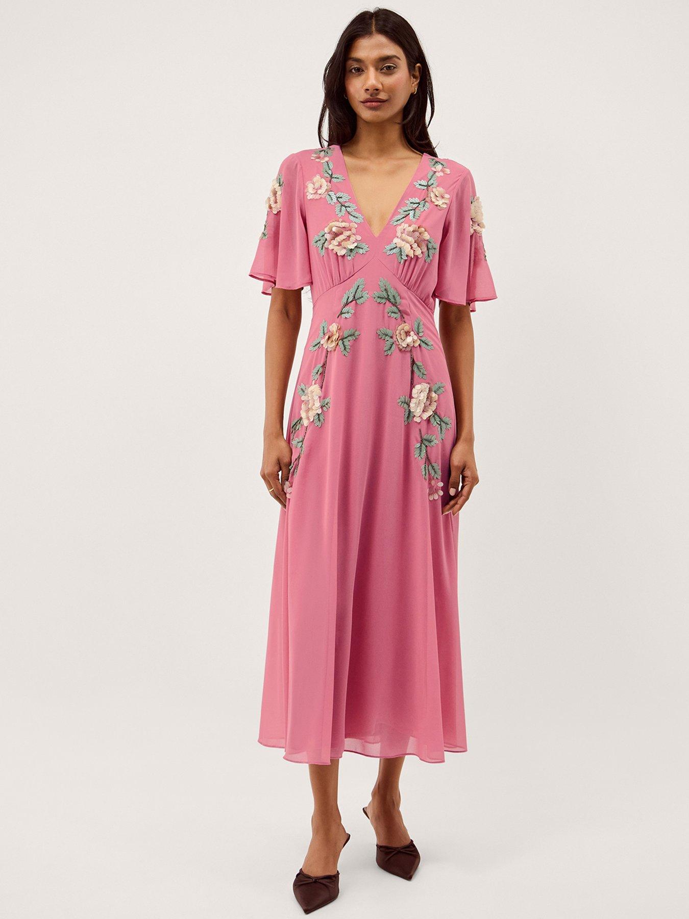 Monsoon Cora Embellished Dress - Red