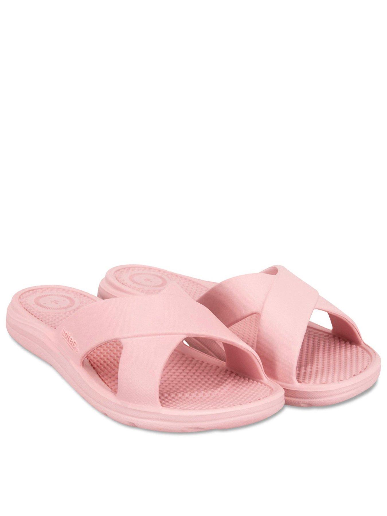 TOTES Solbounce Ladies Cross Slide, Pink, Size 5, Women