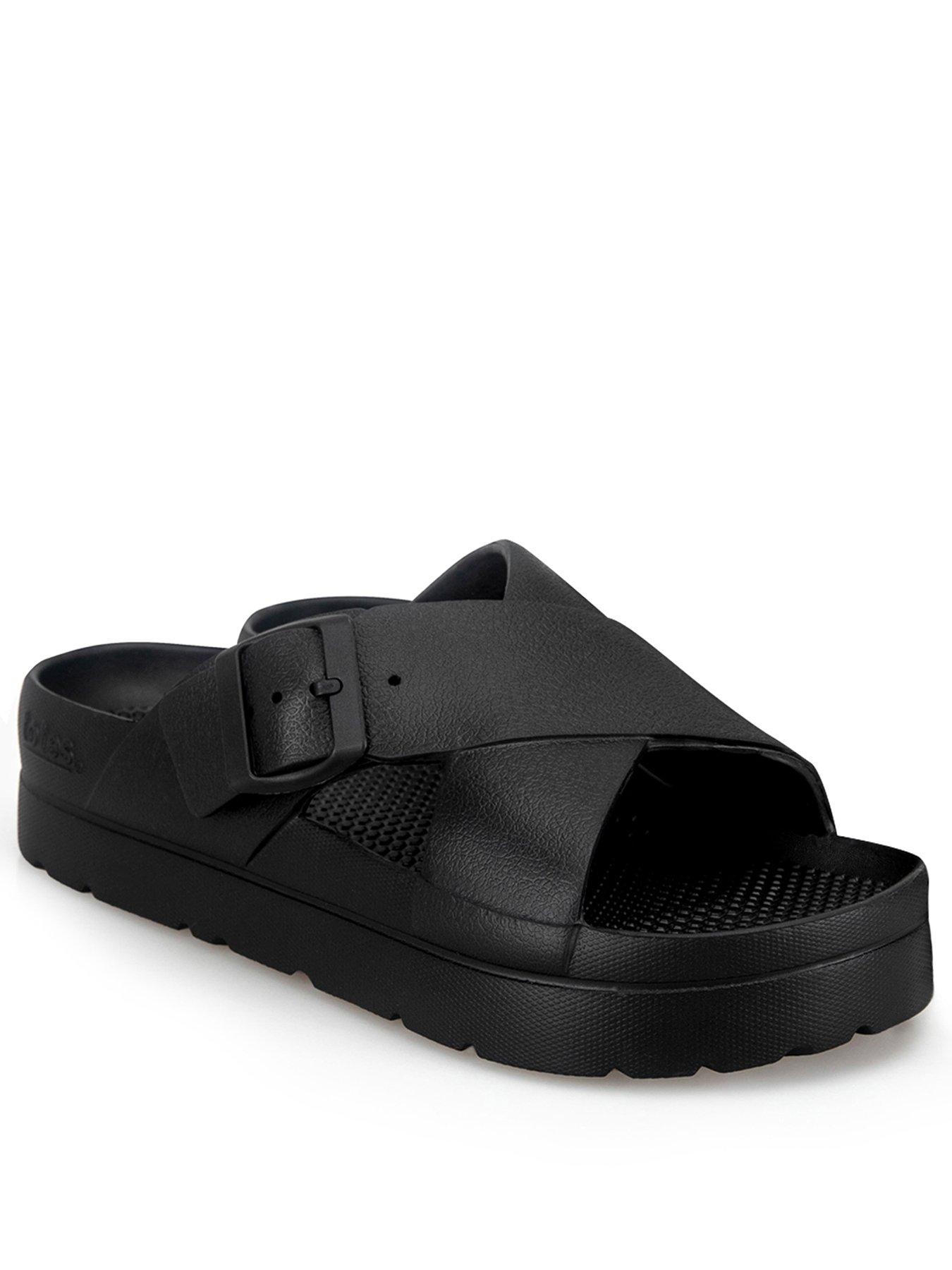 Image 2 of 5 of TOTES Solbounce Ladies Cross Front Buckle Slider - Black