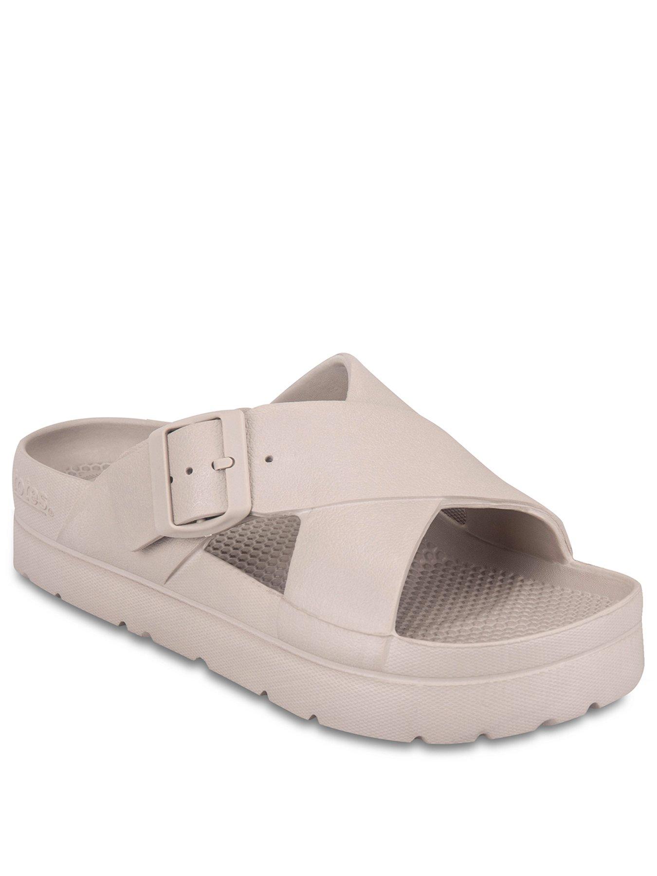 Image 2 of 5 of TOTES Solbounce Ladies Cross Front Buckle Slider - Taupe