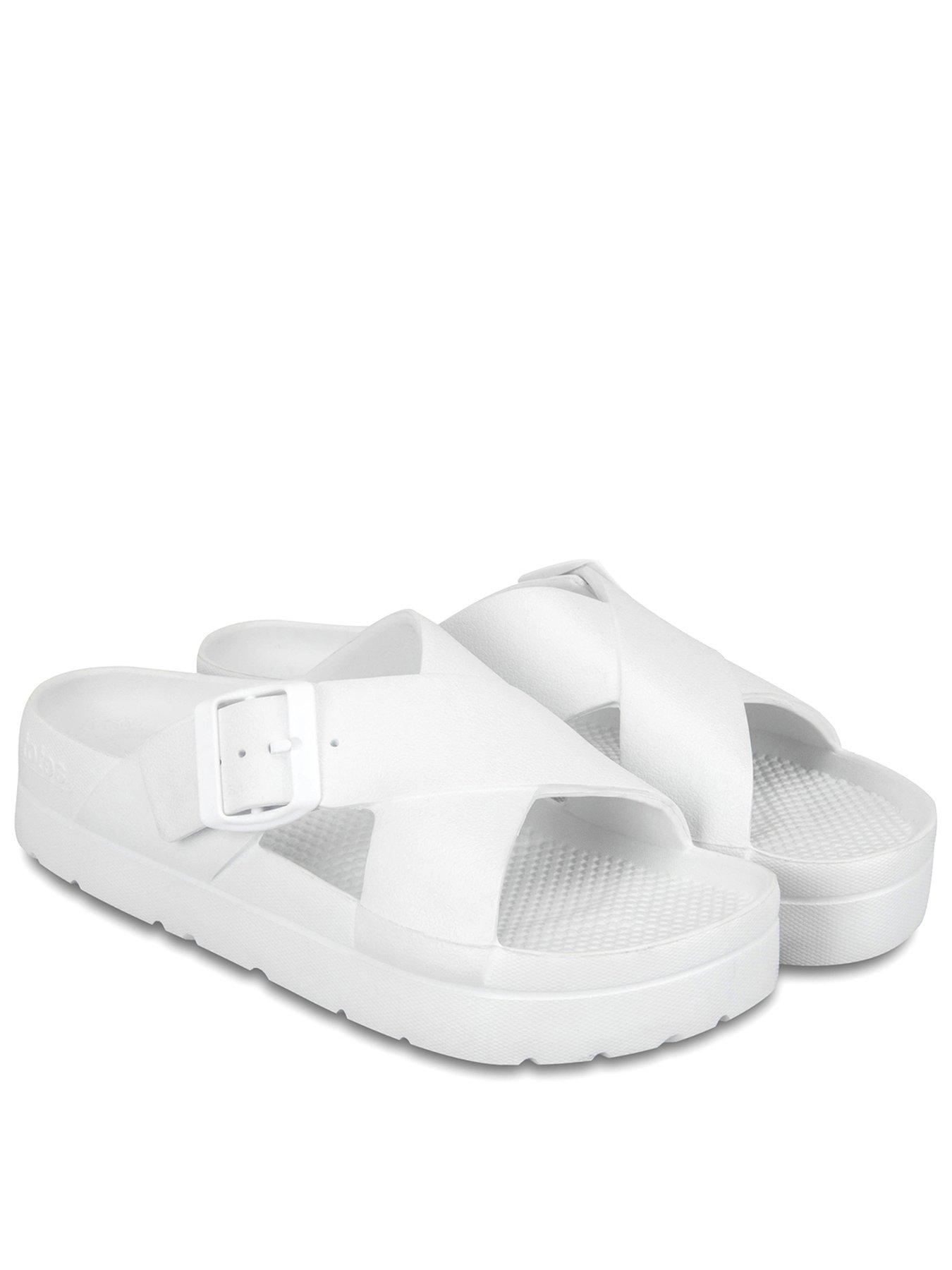Image 1 of 6 of TOTES Solbounce Ladies Cross Front Buckle Slider - White