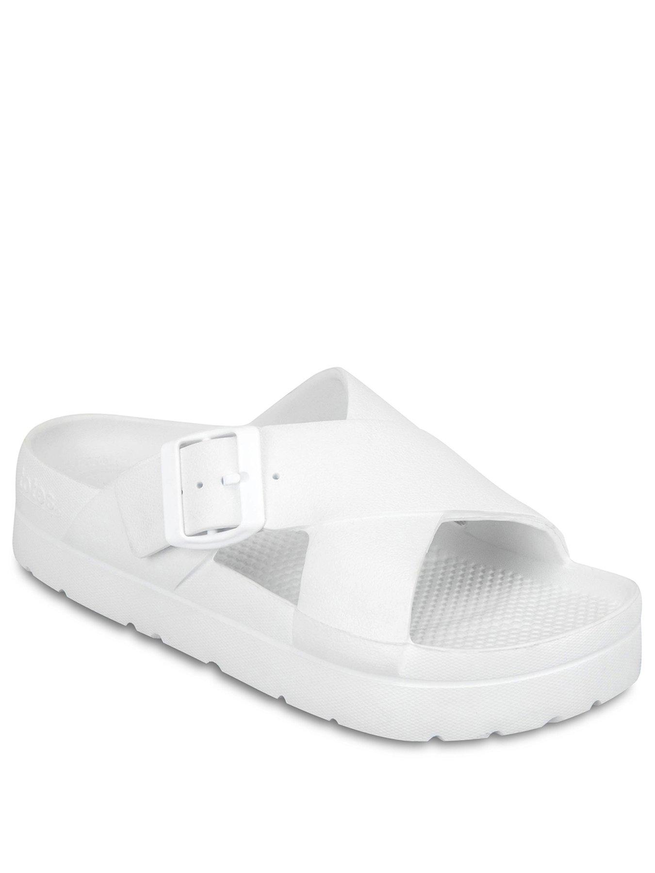 Image 2 of 6 of TOTES Solbounce Ladies Cross Front Buckle Slider - White