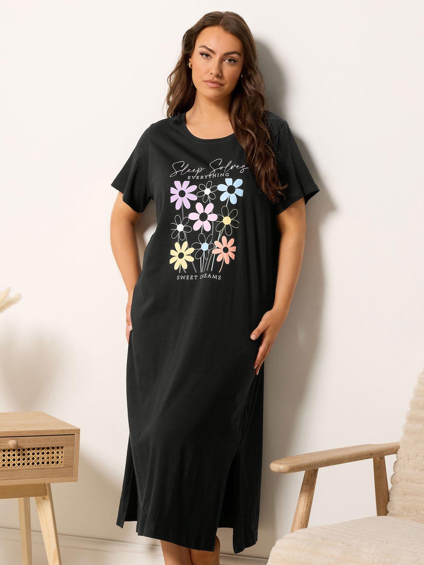 Image 3 of 4 of Yours Curve 2 Pack Floral Midaxi Nightdress