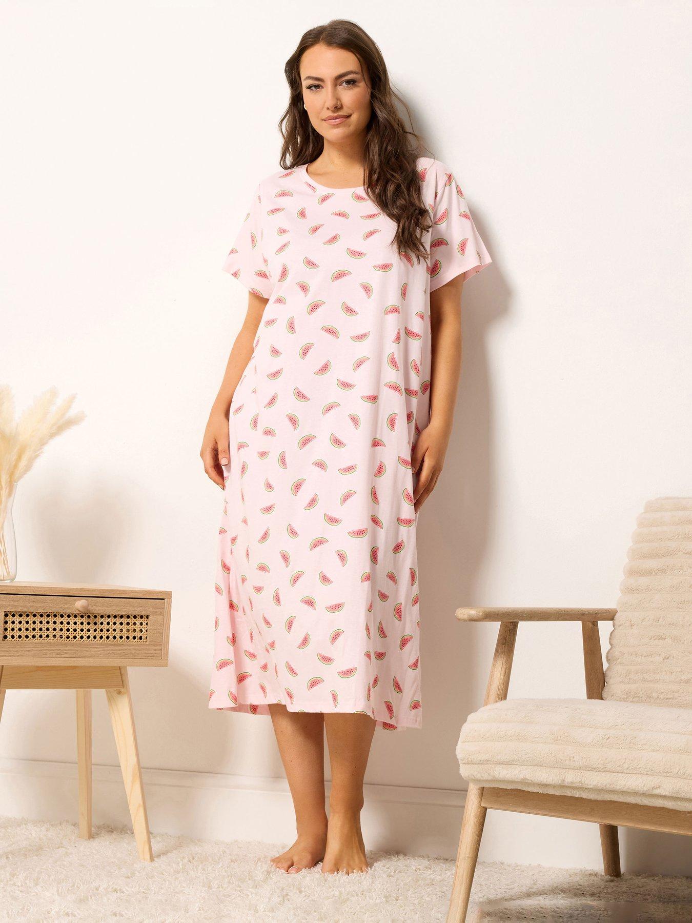 Yours Curve Watermelon Print Nightdress - Pink