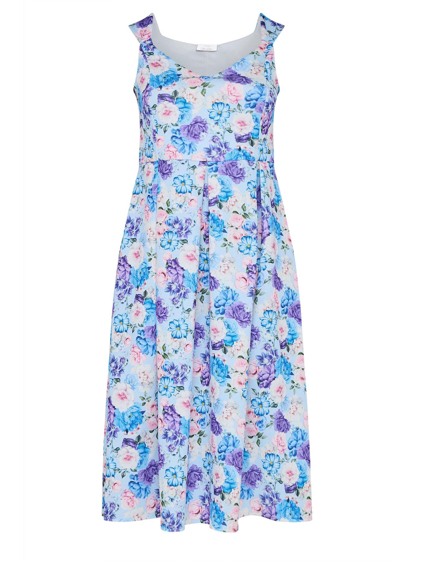 Image 5 of 5 of Yours Curve Floral Scuba Dress - Blue