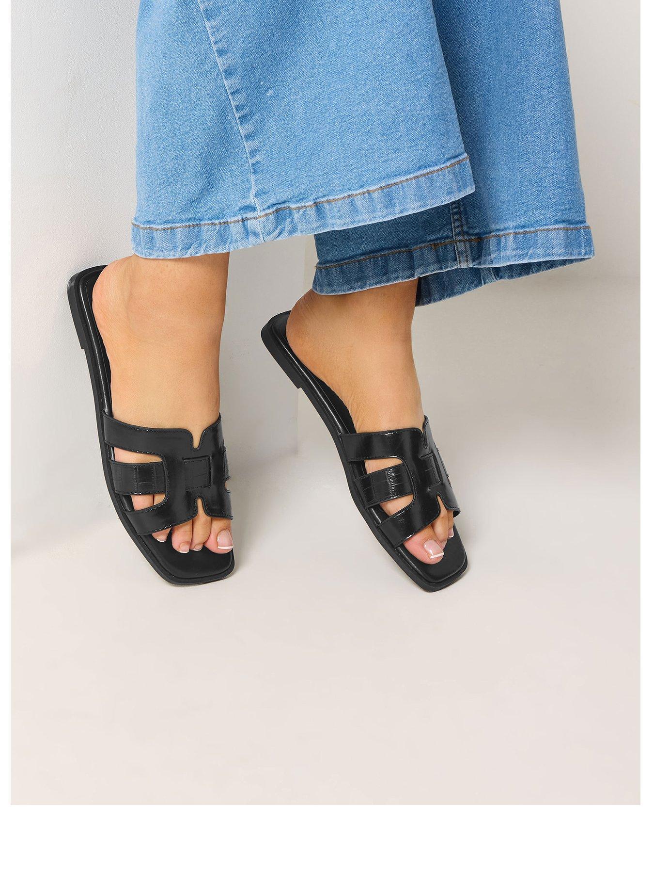 Yours Extra Wide Fit Cut Out Mule Sandal - Black