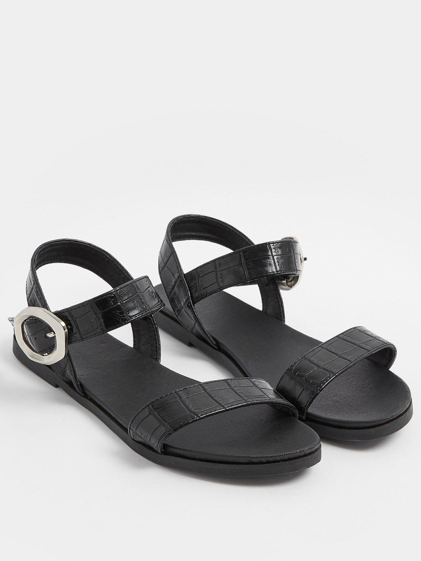 Image 2 of 4 of Yours Extra Wide Fit 2 Part Brushed Buckle Sandal - Black