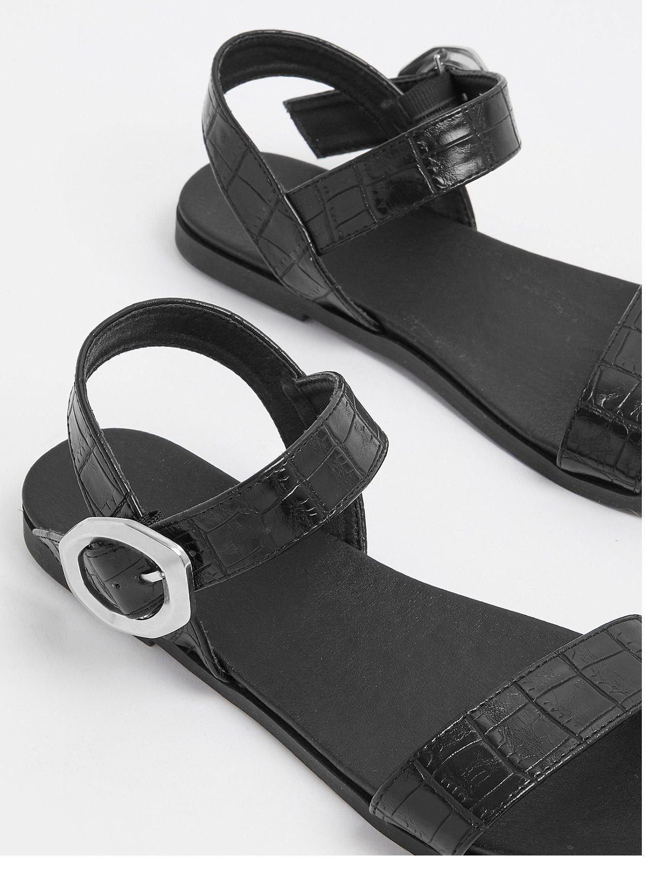 Image 4 of 4 of Yours Extra Wide Fit 2 Part Brushed Buckle Sandal - Black