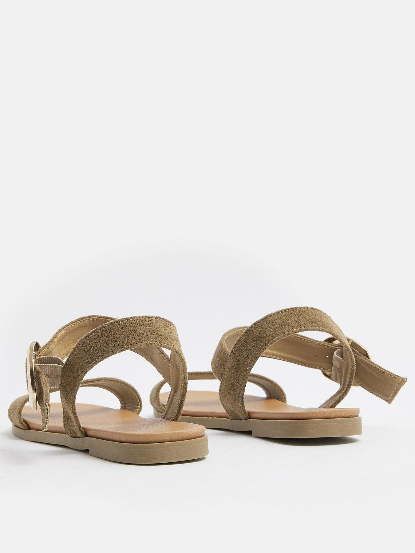 Image 3 of 4 of Yours Extra Wide Fit 2 Part Brushed Buckle Sandals - Khaki