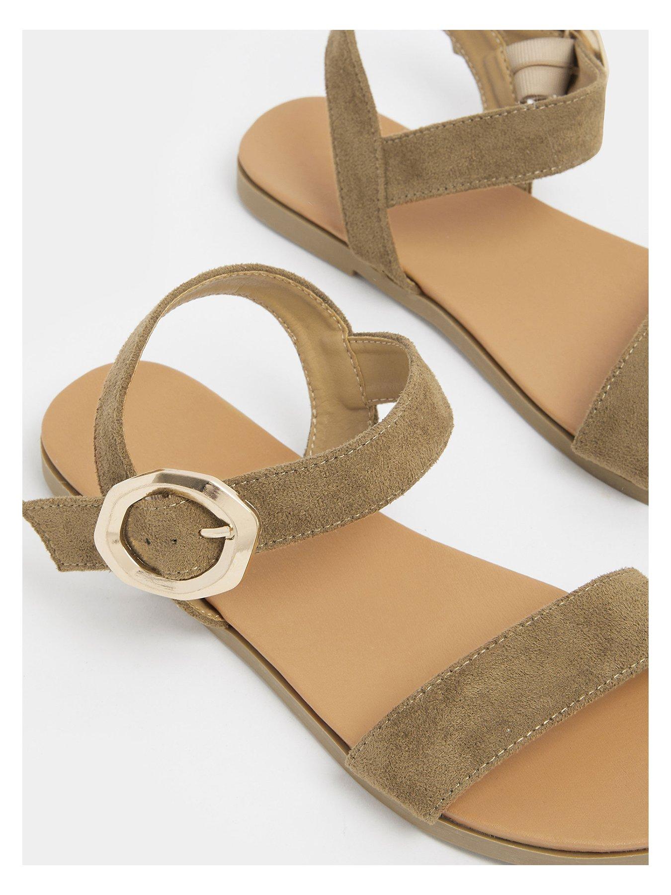 Image 4 of 4 of Yours Extra Wide Fit 2 Part Brushed Buckle Sandals - Khaki