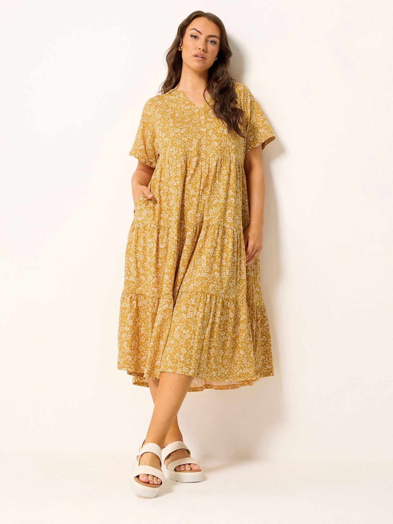 Image 1 of 5 of Yours Curve Cotton Tierred Dress