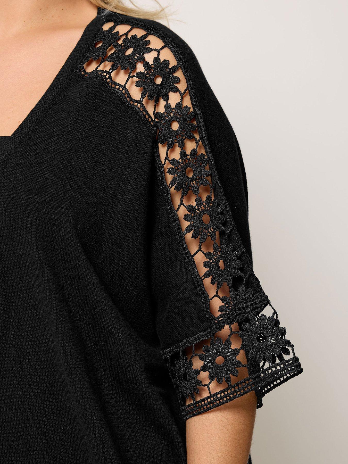 Image 4 of 5 of Yours Curve Crochet Sleeve Kimono