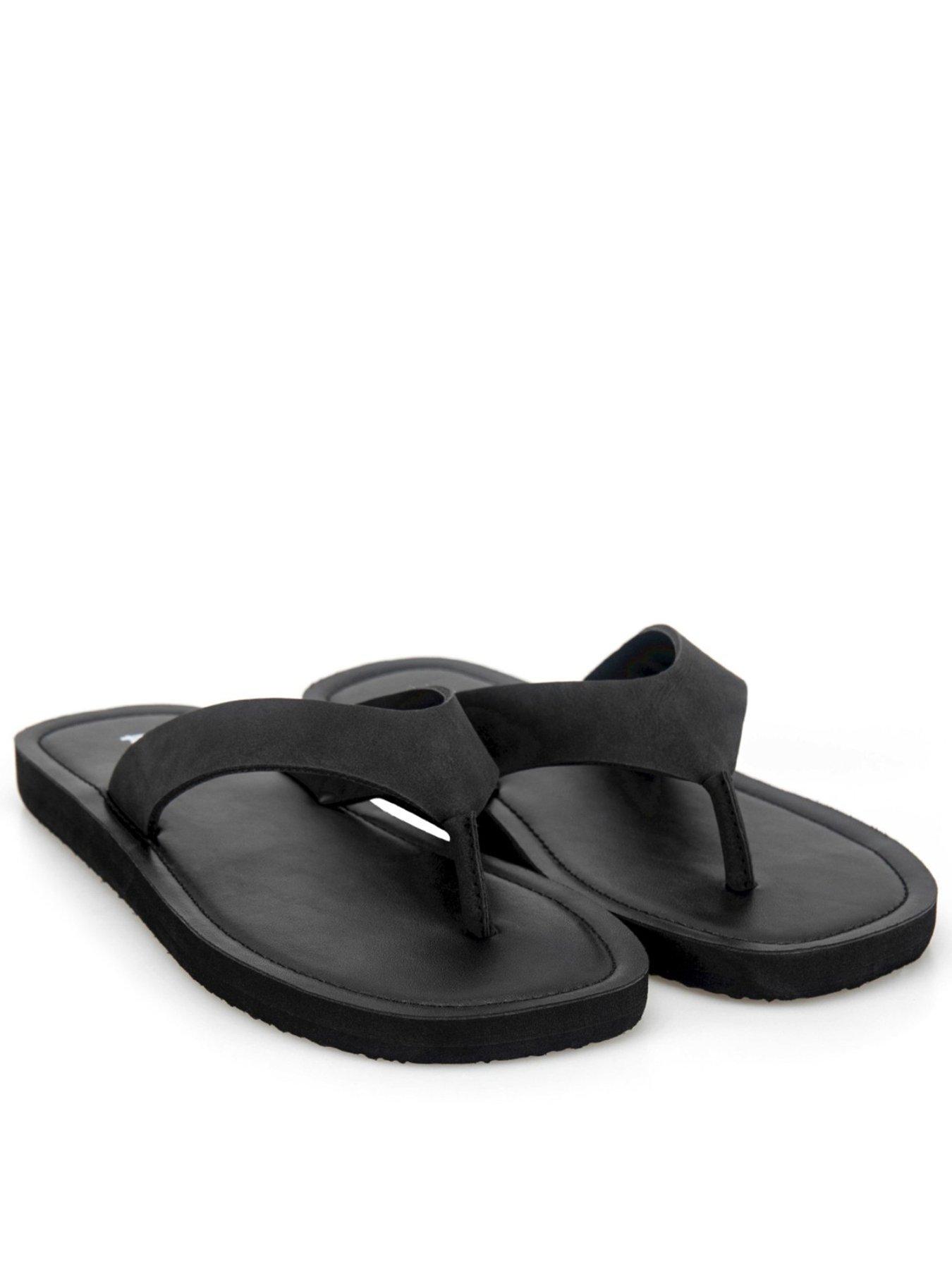 TOTES Totes Ladies Square Toe Faux Suede Flip Flop - Black