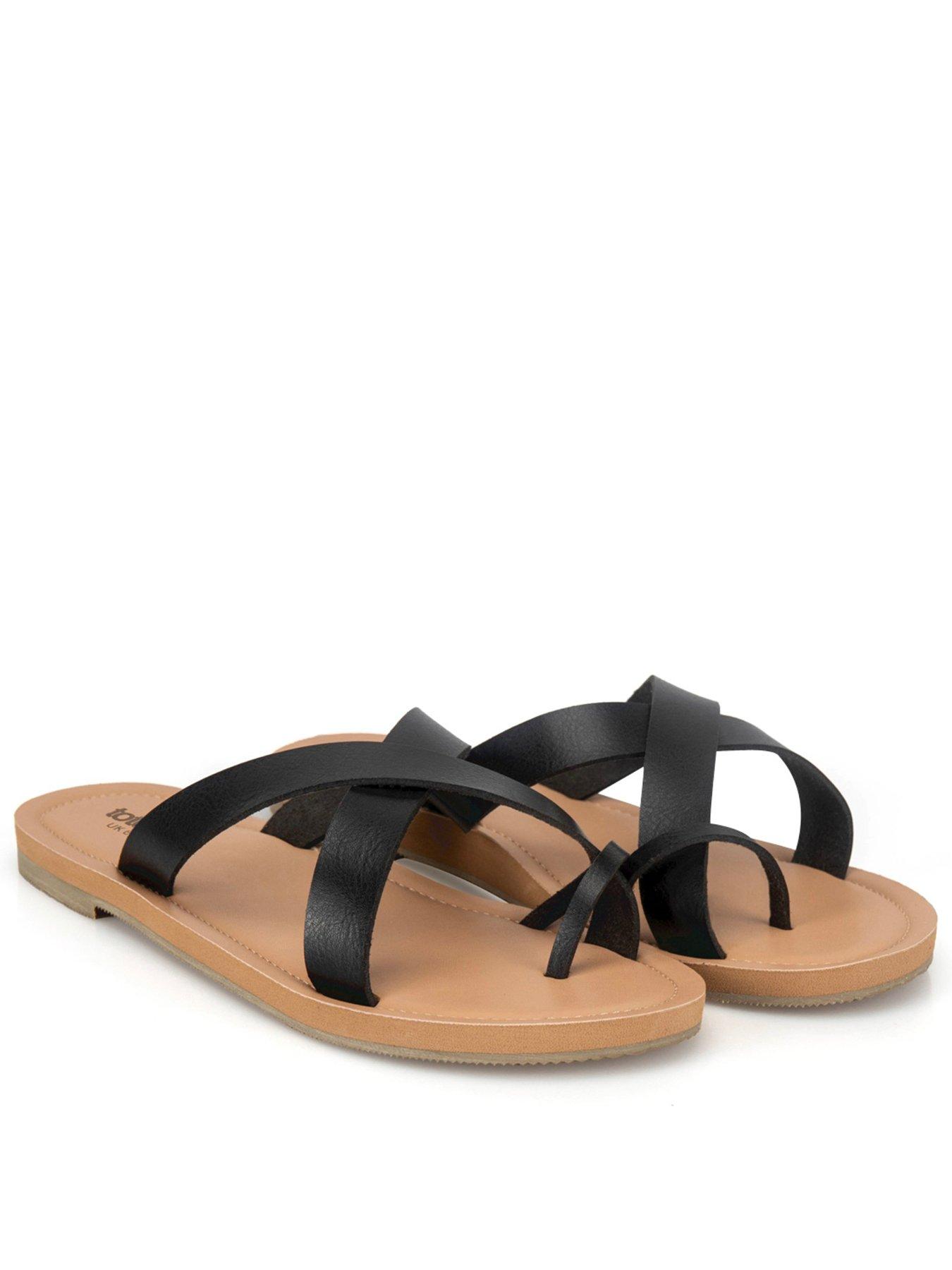 Totes Ladies Toe Post Strap Sandal - Black
