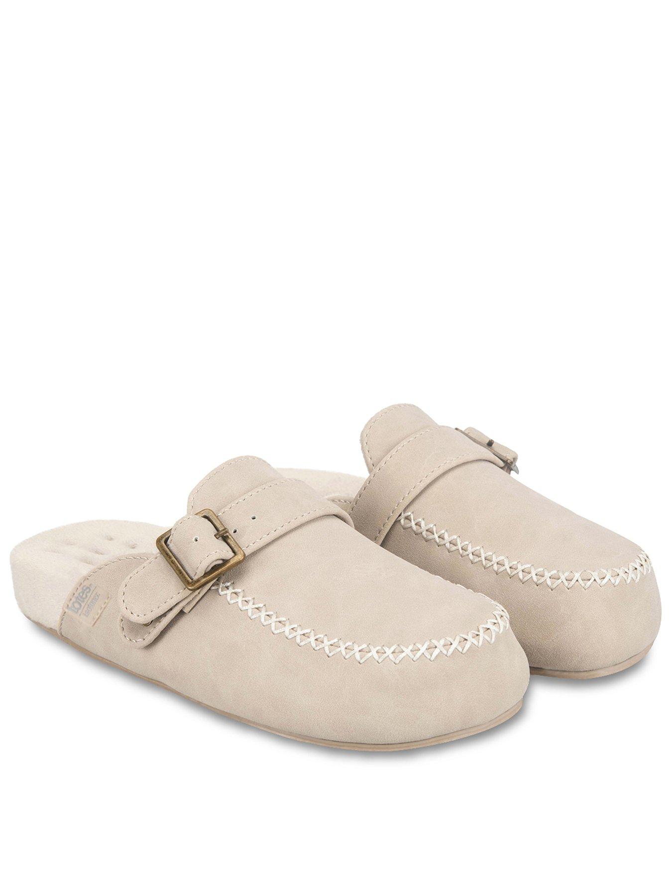 Totes Isotoner Isotoner Ladies Suedette Open Back Moccasin Slipper - Stone