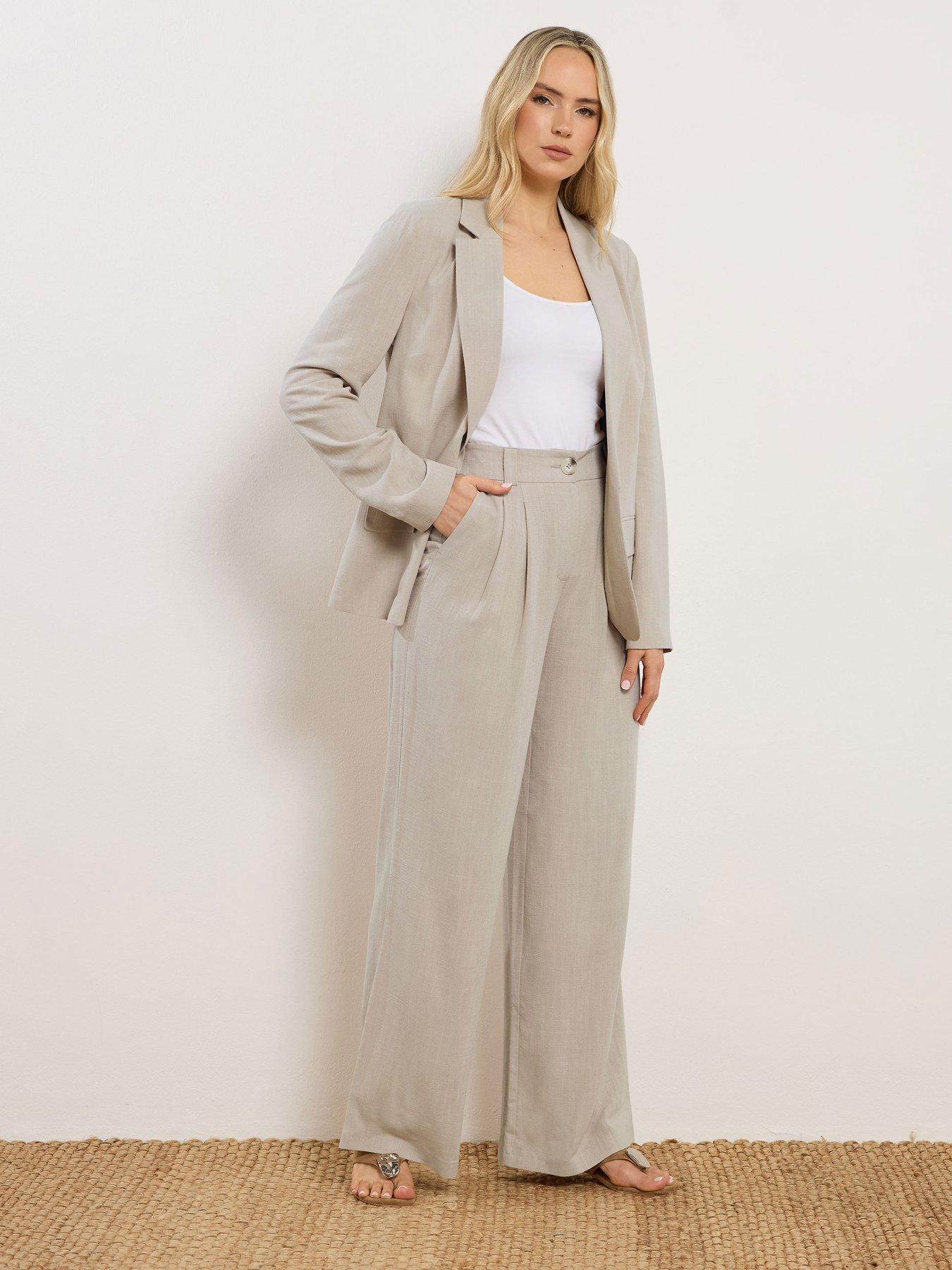 Image 1 of 4 of Long Tall Sally Tall Linen Pleat Front Trousers 36"