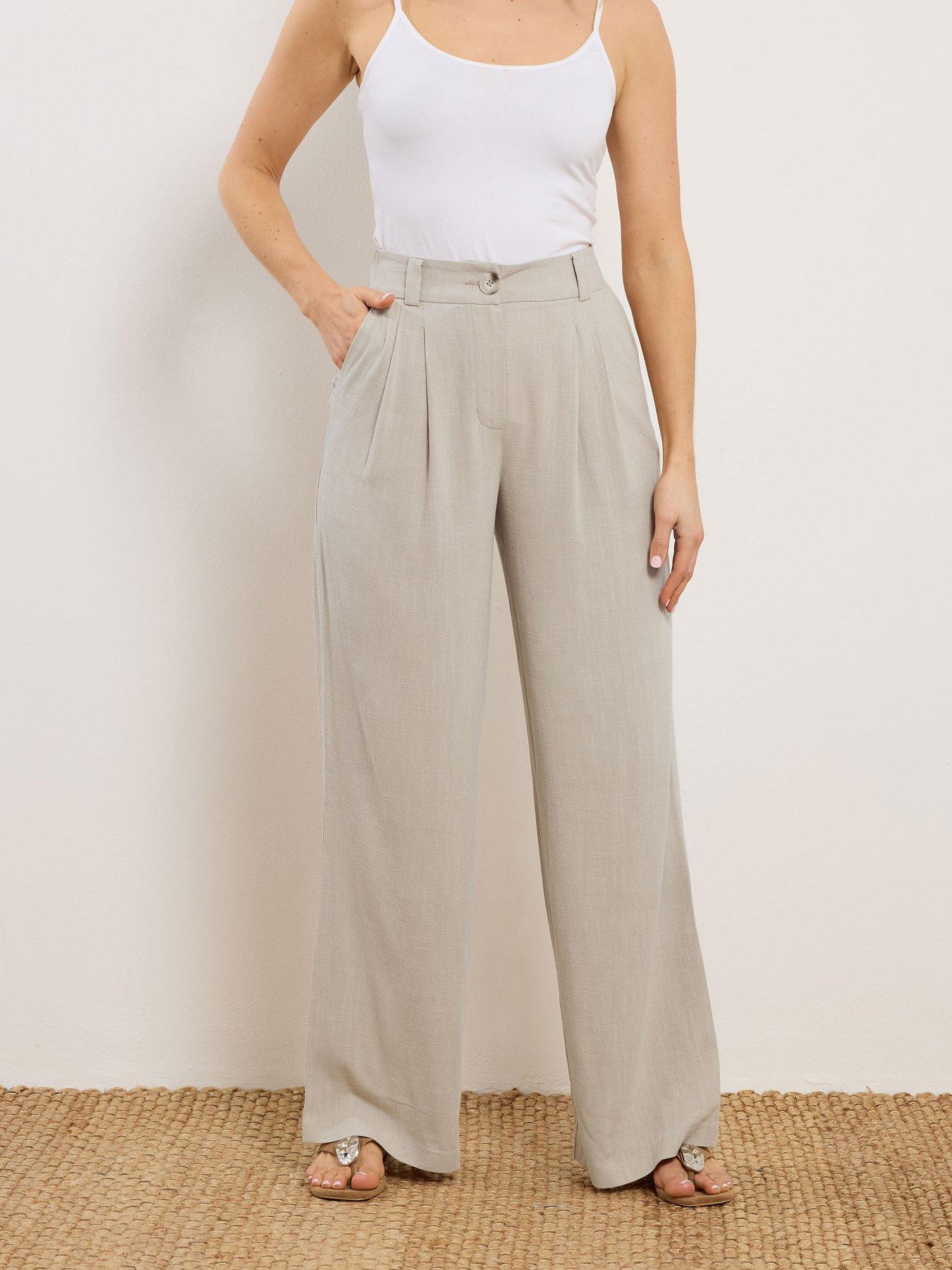 Image 3 of 4 of Long Tall Sally Tall Linen Pleat Front Trousers 36"