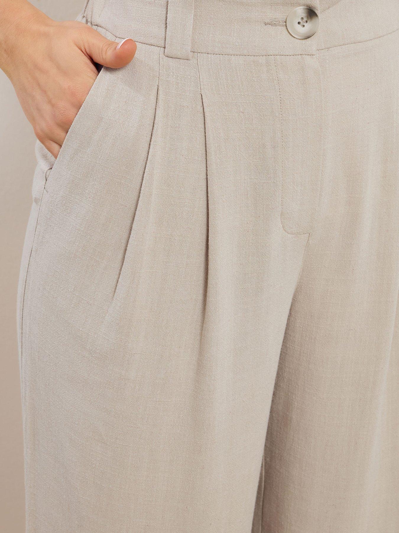 Image 4 of 4 of Long Tall Sally Tall Linen Pleat Front Trousers 36"