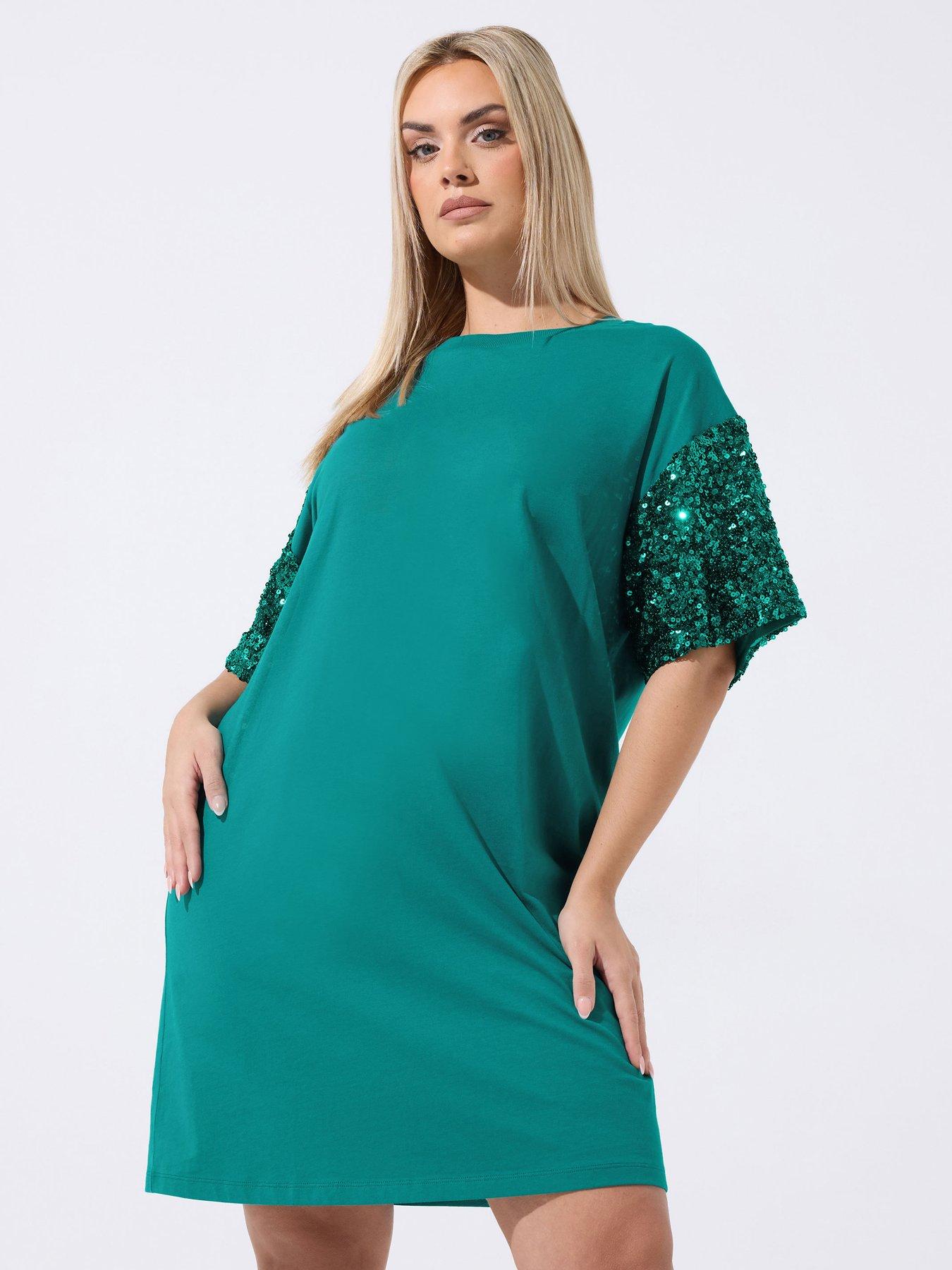 Image 1 of 5 of Yours Curve Sequin Sleeve Dress