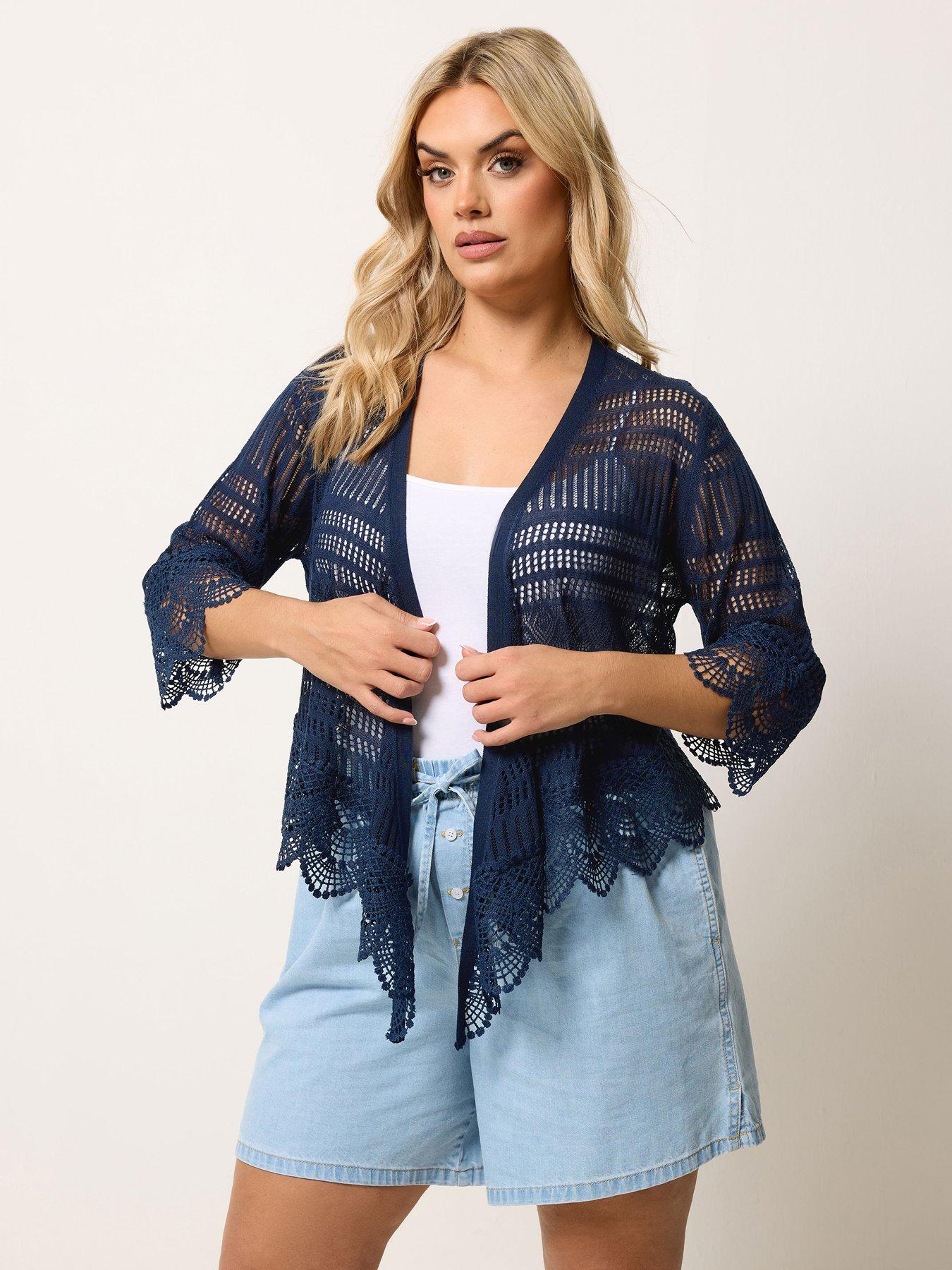 Yours Curve Waterfall Cardigan - Blue