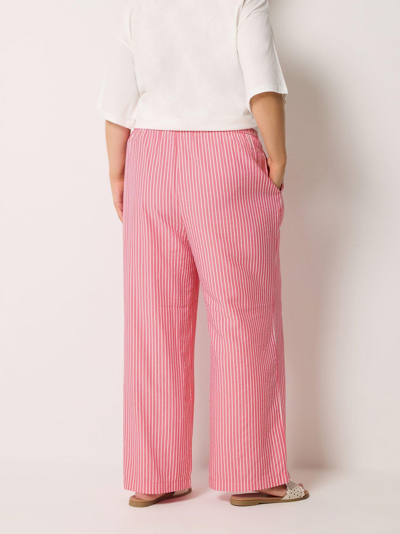 Image 2 of 5 of Yours Curve Crinkle Stripe Trousers